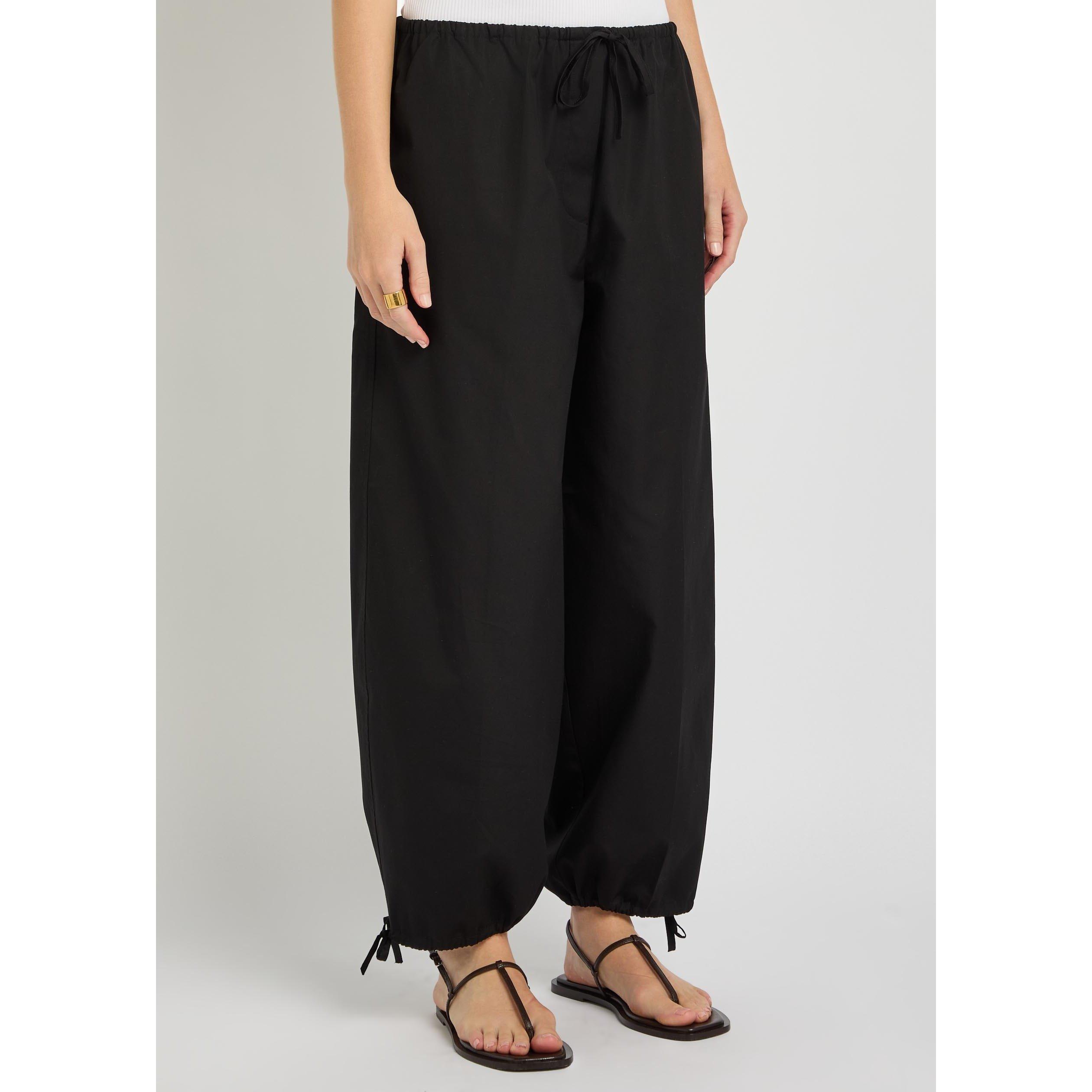 BLACK - Toteme - DRAWSTRING COTTON TROUSERS - 2