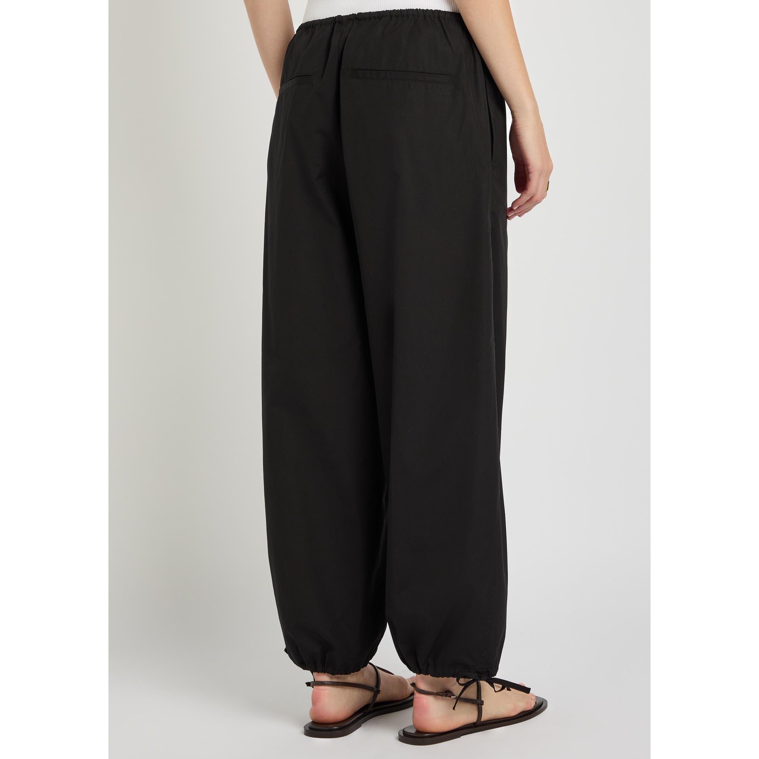 BLACK - Toteme - DRAWSTRING COTTON TROUSERS - 3