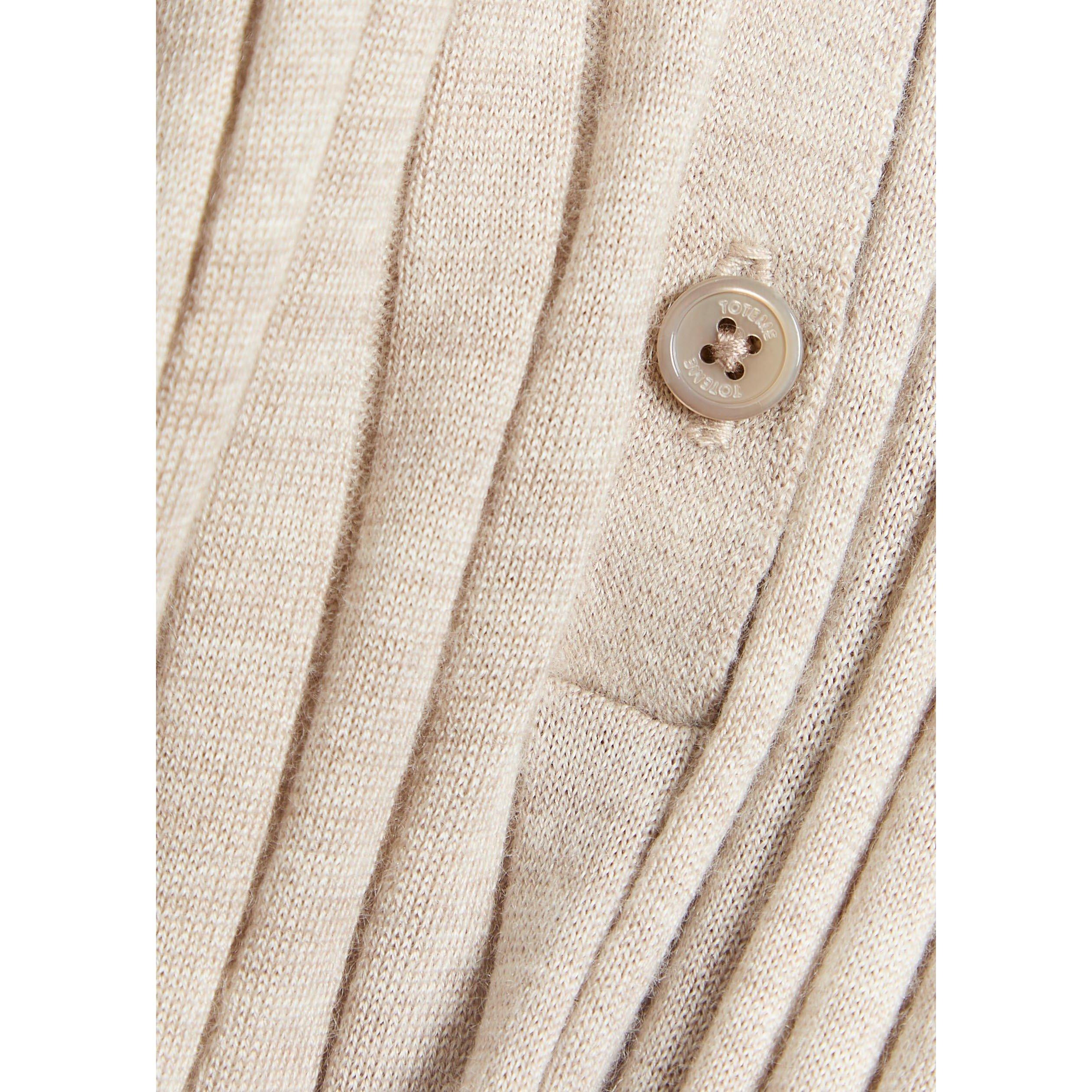 LIGHT BROWN - Toteme - Women's Cashmere Silk Short-Sleeve Slim-Fit Polo - 4
