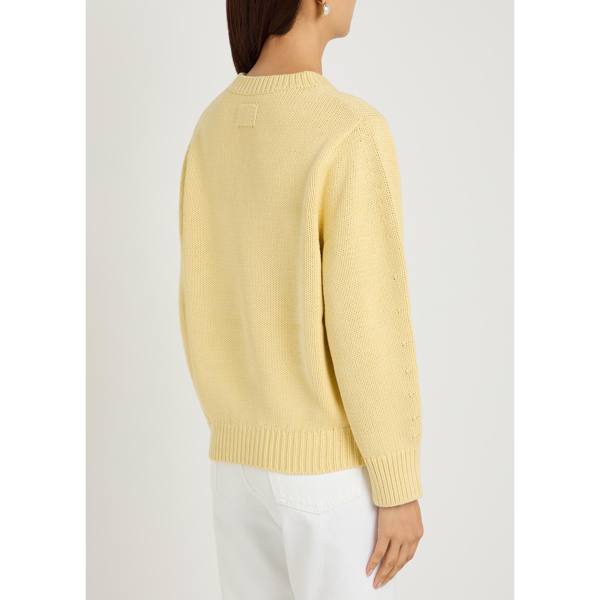 YELLOW - Toteme - Women's Cotton Oversized-Fit Crew-Neck Jumper - 3