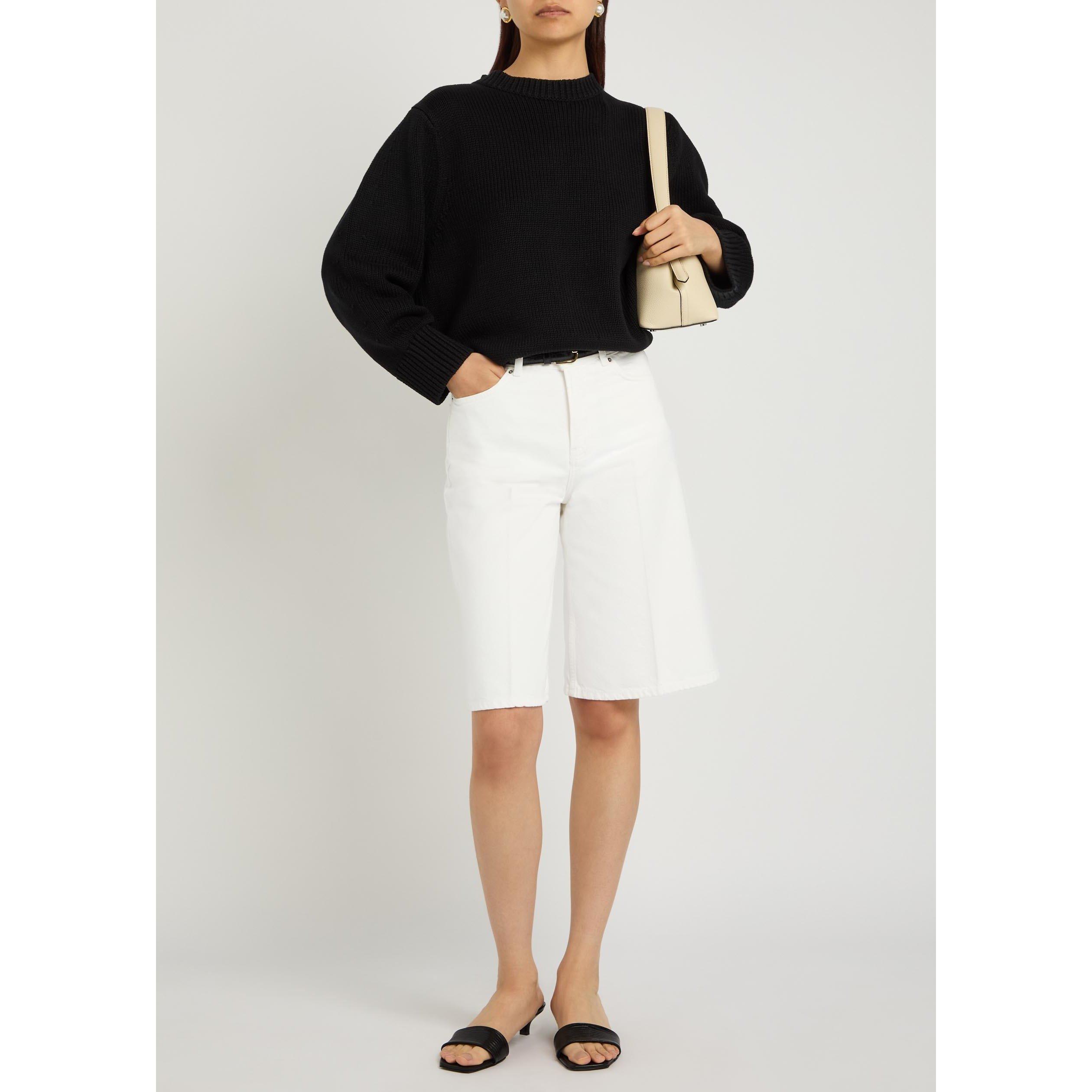 WHITE - Toteme - Women's Cotton Denim Shorts - 5