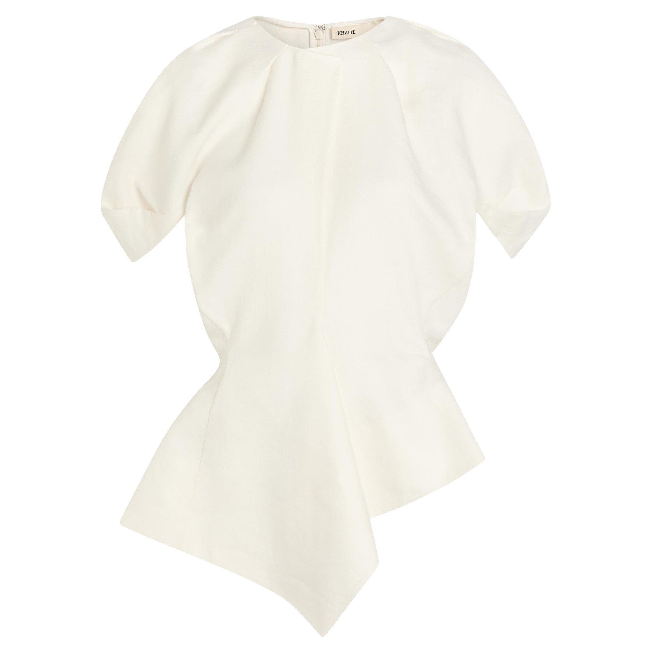 NATURAL - Khaite - Women's Rumi Linen Peplum Top - 1