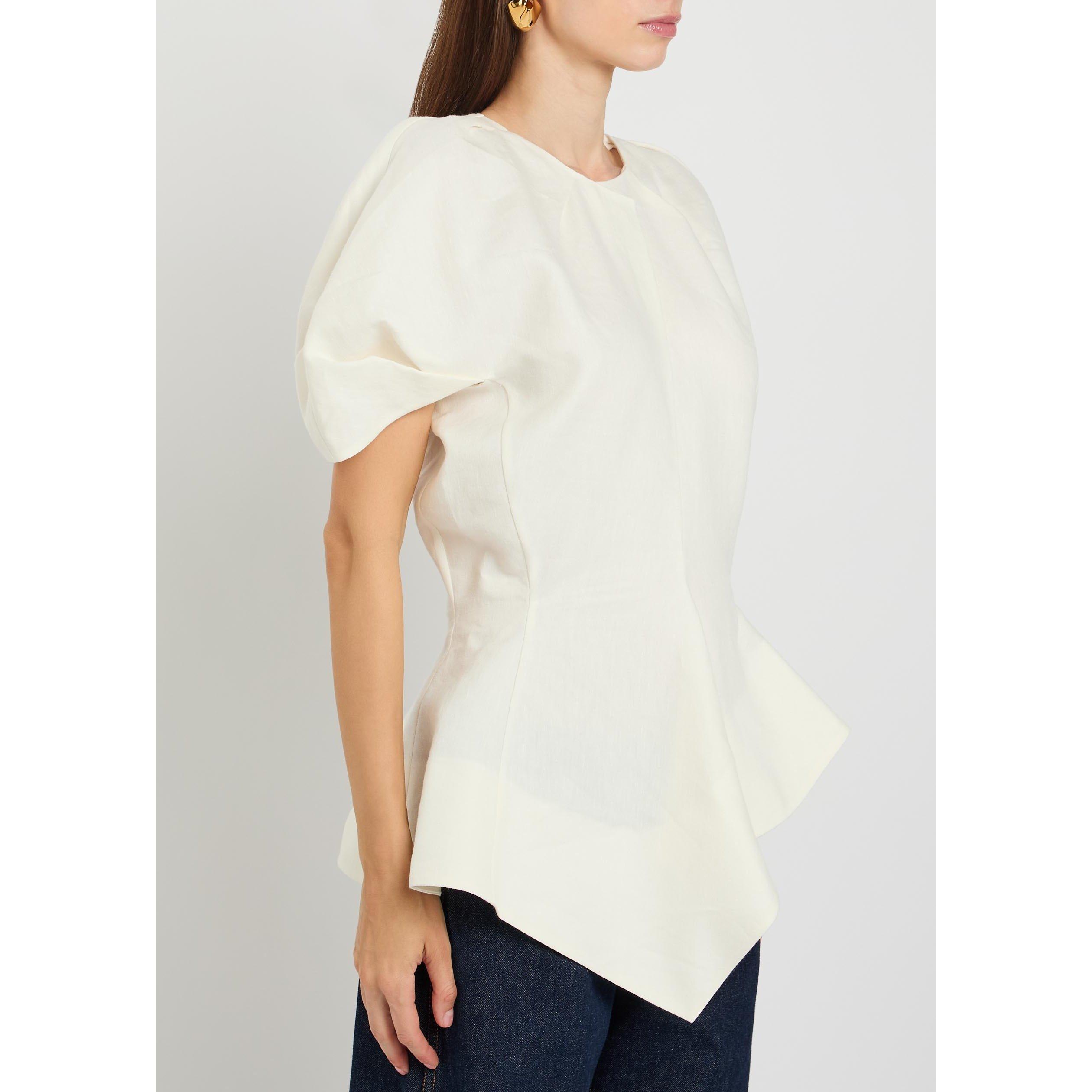 NATURAL - Khaite - Women's Rumi Linen Peplum Top - 2
