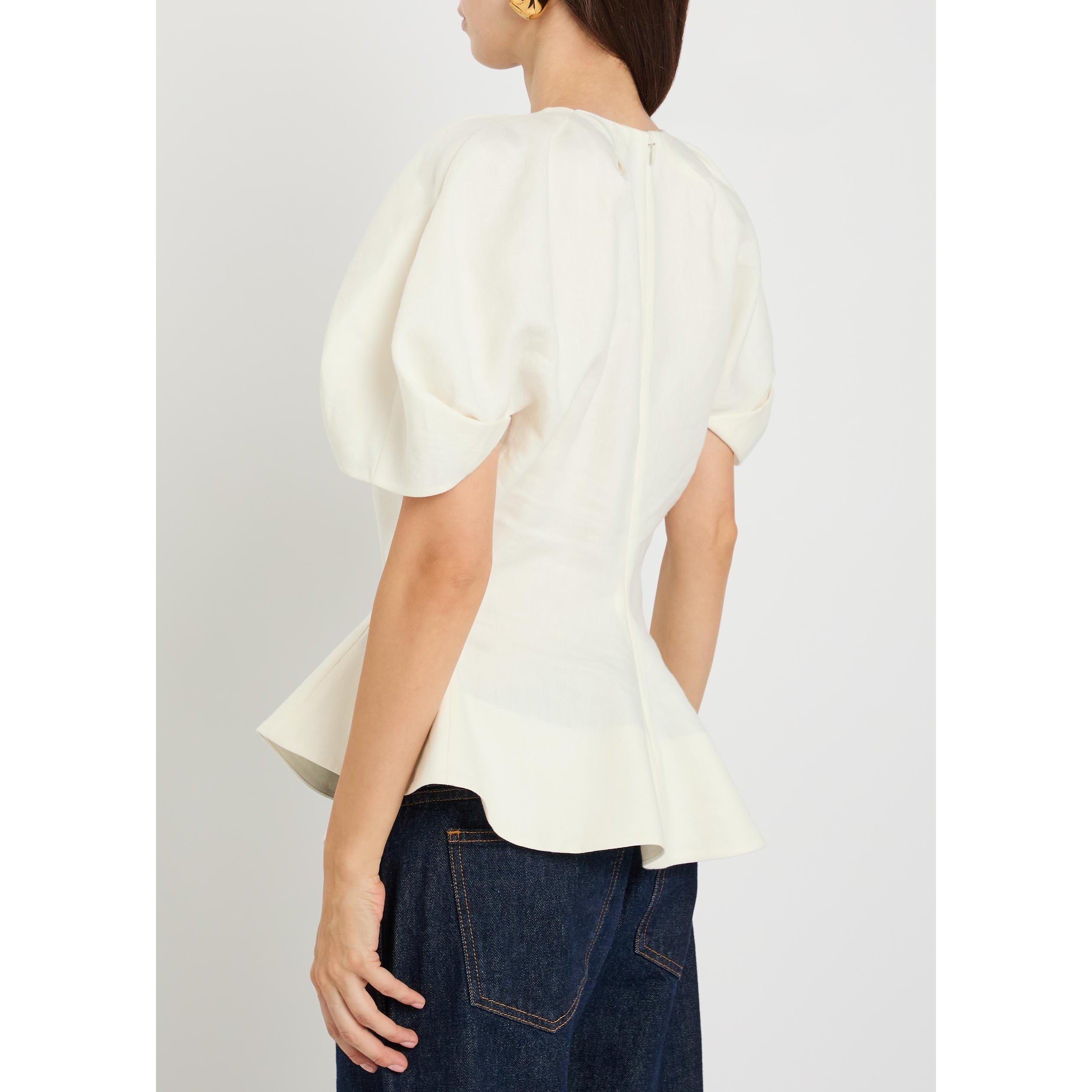 NATURAL - Khaite - Women's Rumi Linen Peplum Top - 3