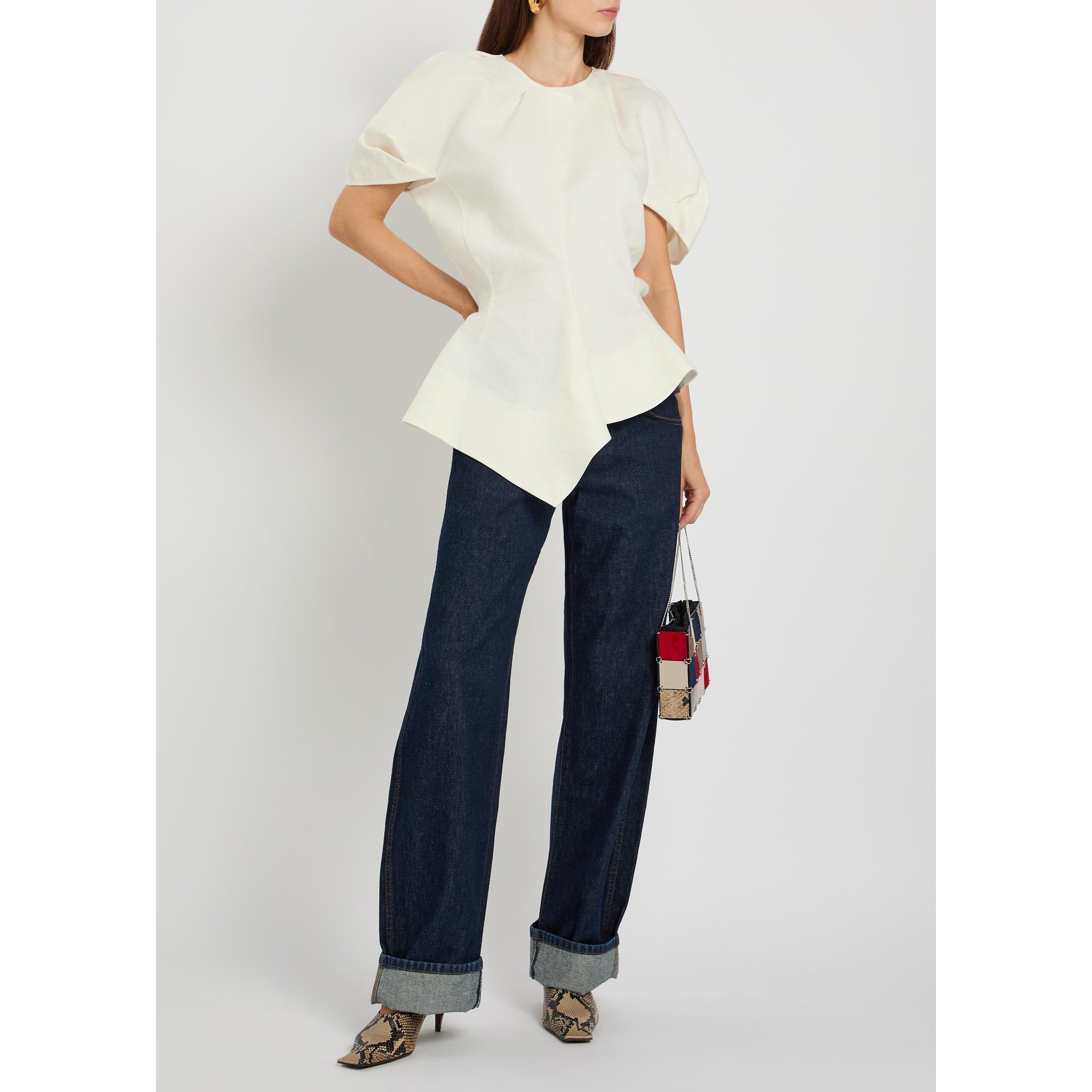 NATURAL - Khaite - Women's Rumi Linen Peplum Top - 5