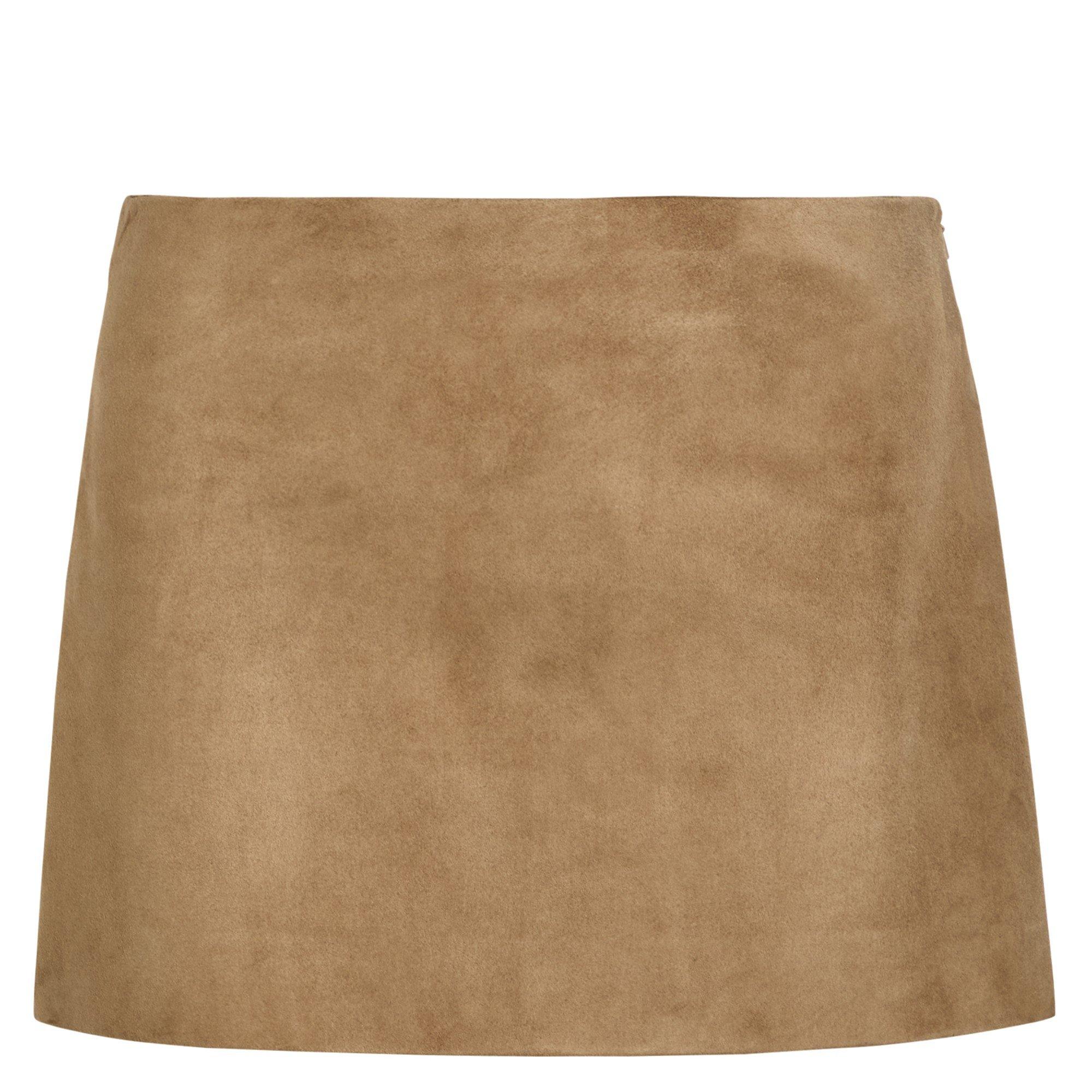 KHAKI - Khaite - Women's Jett Suede Mini Skirt - 1