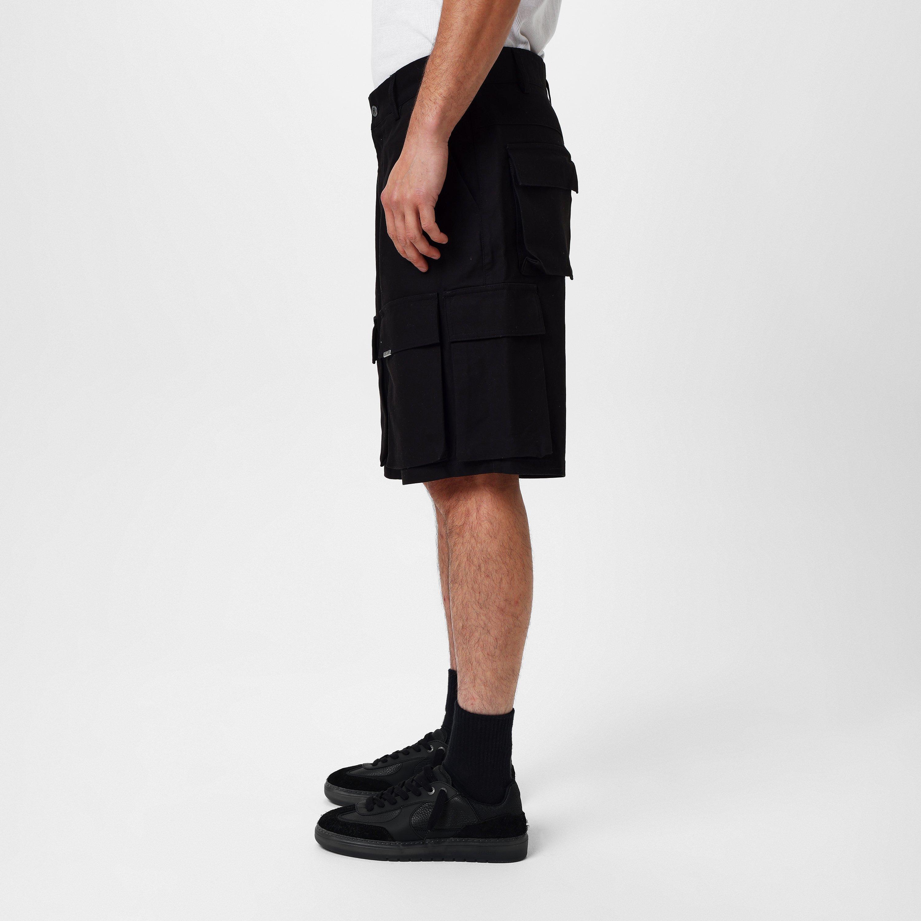 Black - Represent - Men's Baggy Cargo Shorts, Oversized 3D Pockets - 2
