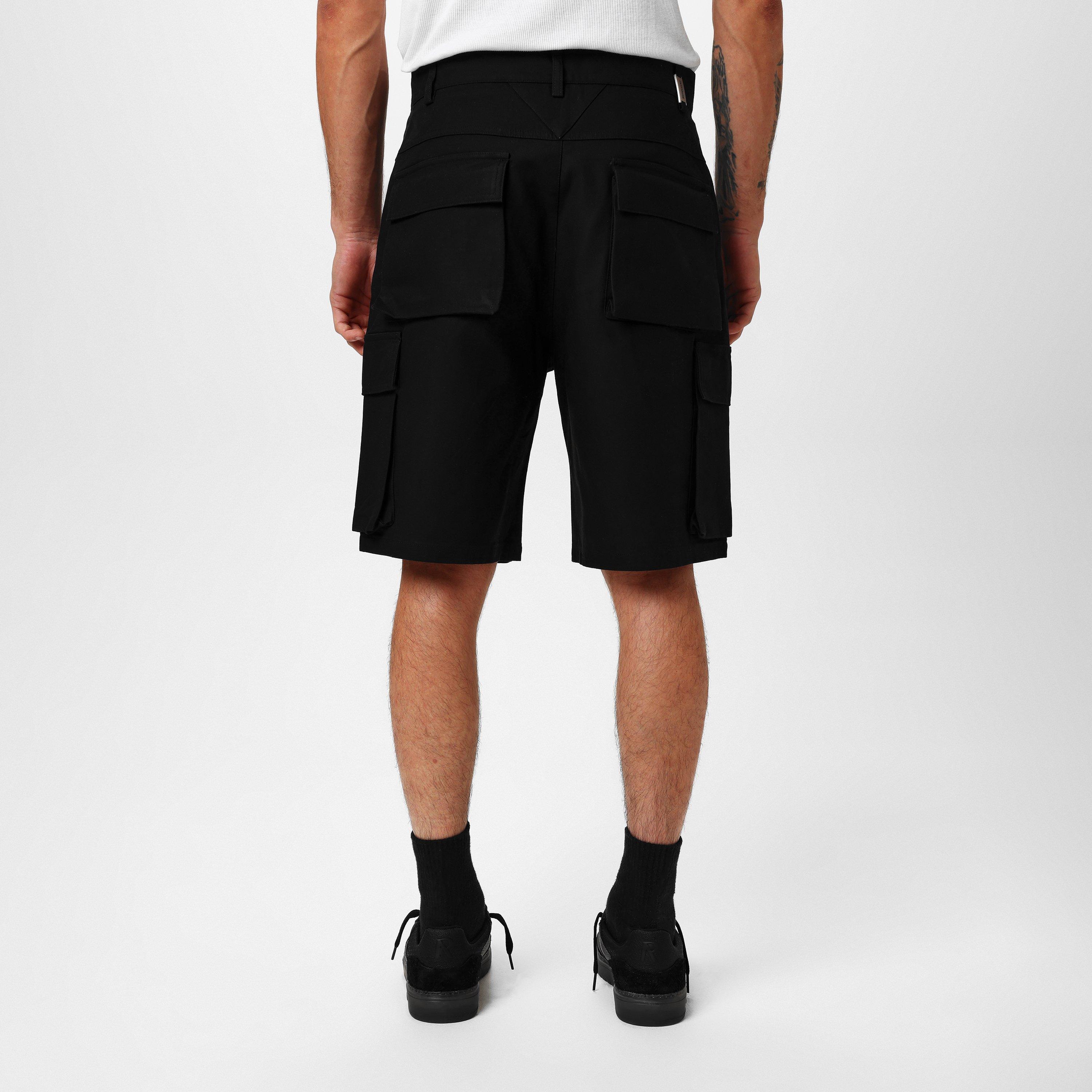 Black - Represent - Men's Baggy Cargo Shorts, Oversized 3D Pockets - 3
