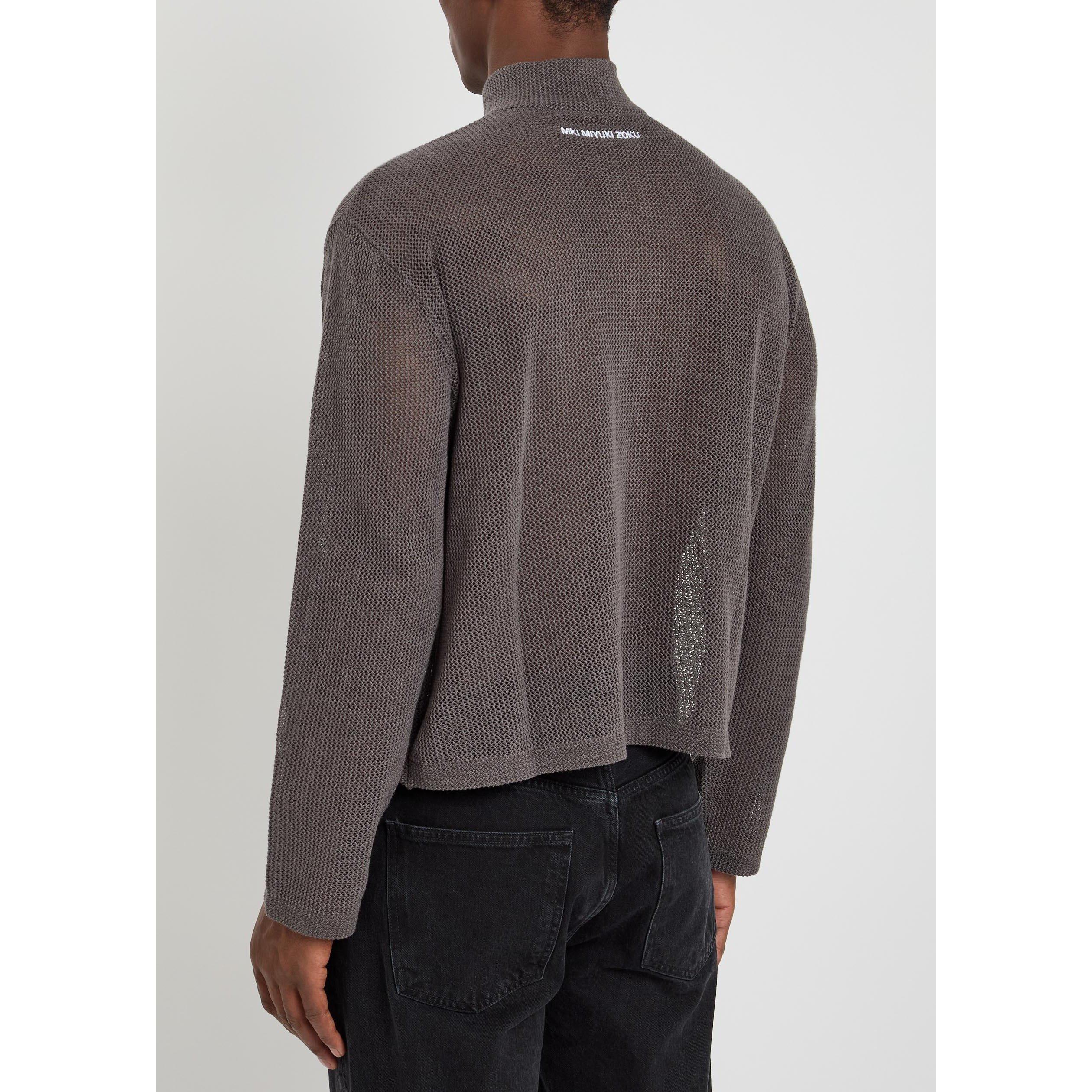 BROWN - MKI MIYUKI ZOKU - MKI LINEN LOOSE KNIT TRACK JAC - 3