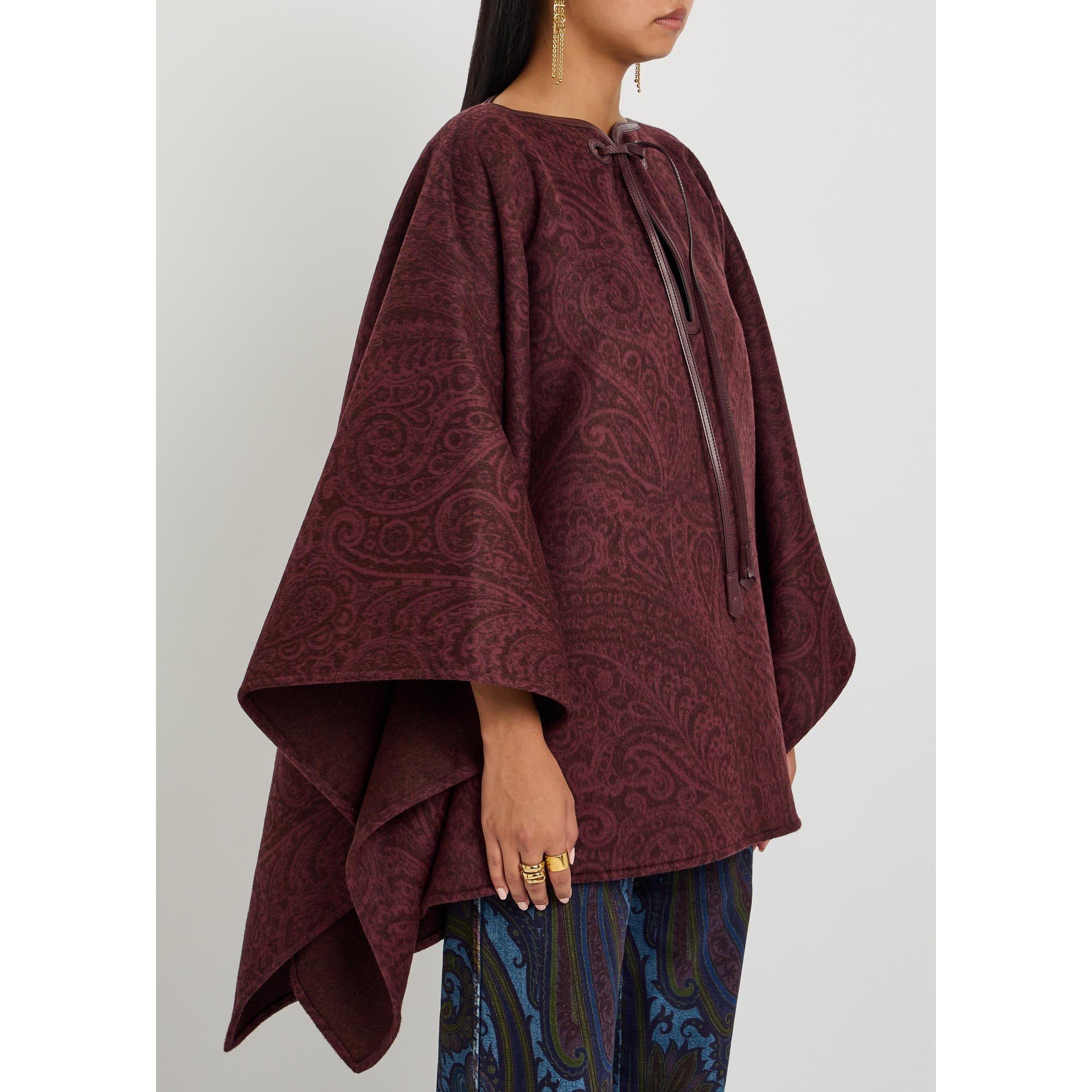 BURGUNDY - Etro - WOMENS CAPE WITH NECK STRING - 2