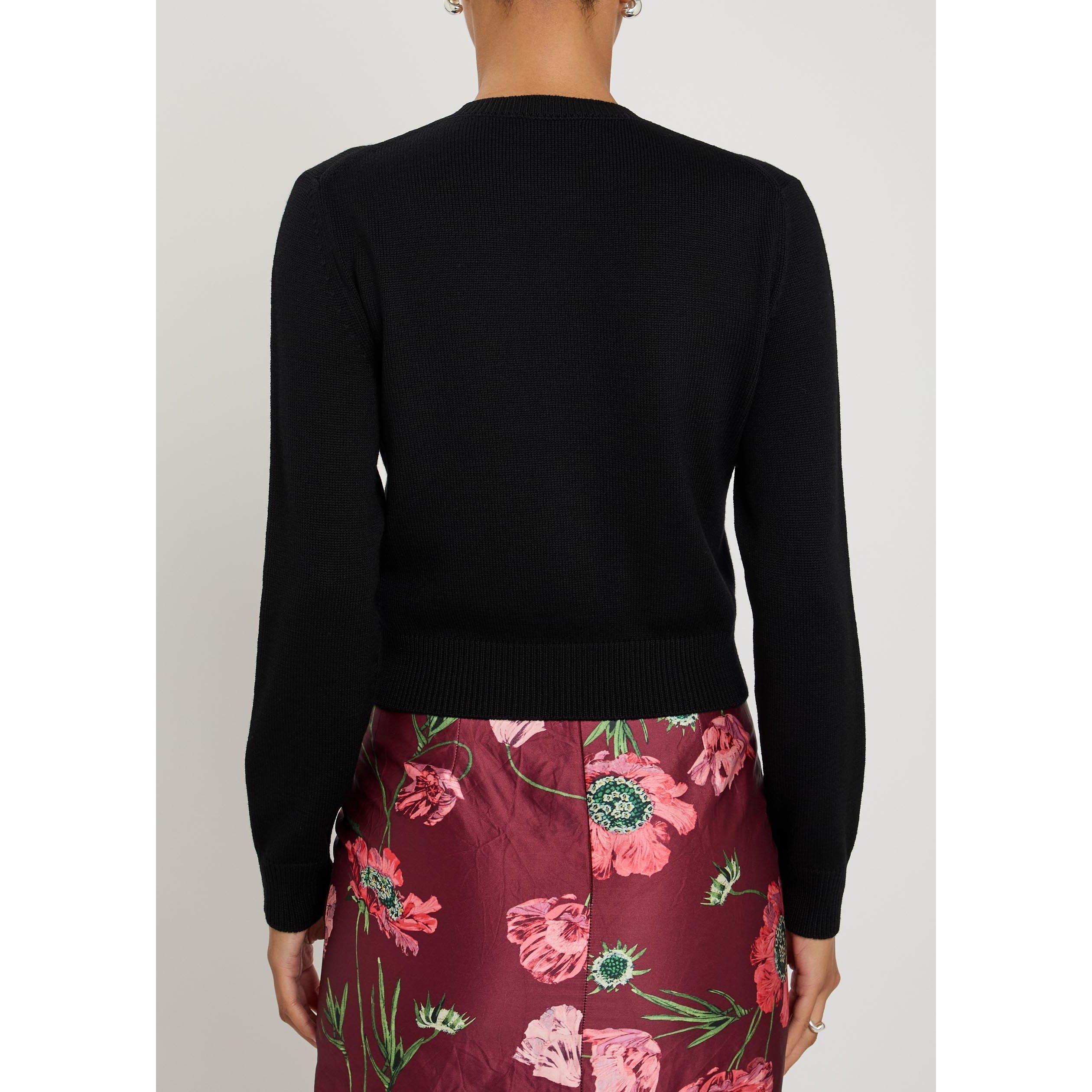 BLACK - Erdem - EMBELLISHED MERINO WOOL CARDIG - 3