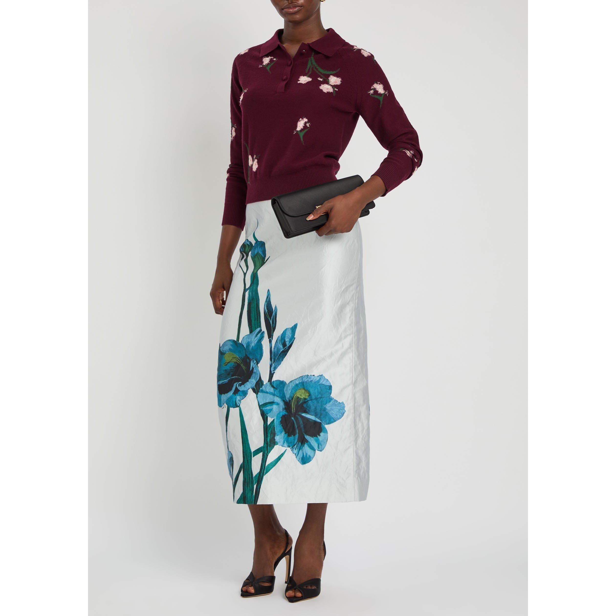 BORDEAUX - Erdem - MERINO WOOL FLORAL KNIT JUMPER - 5