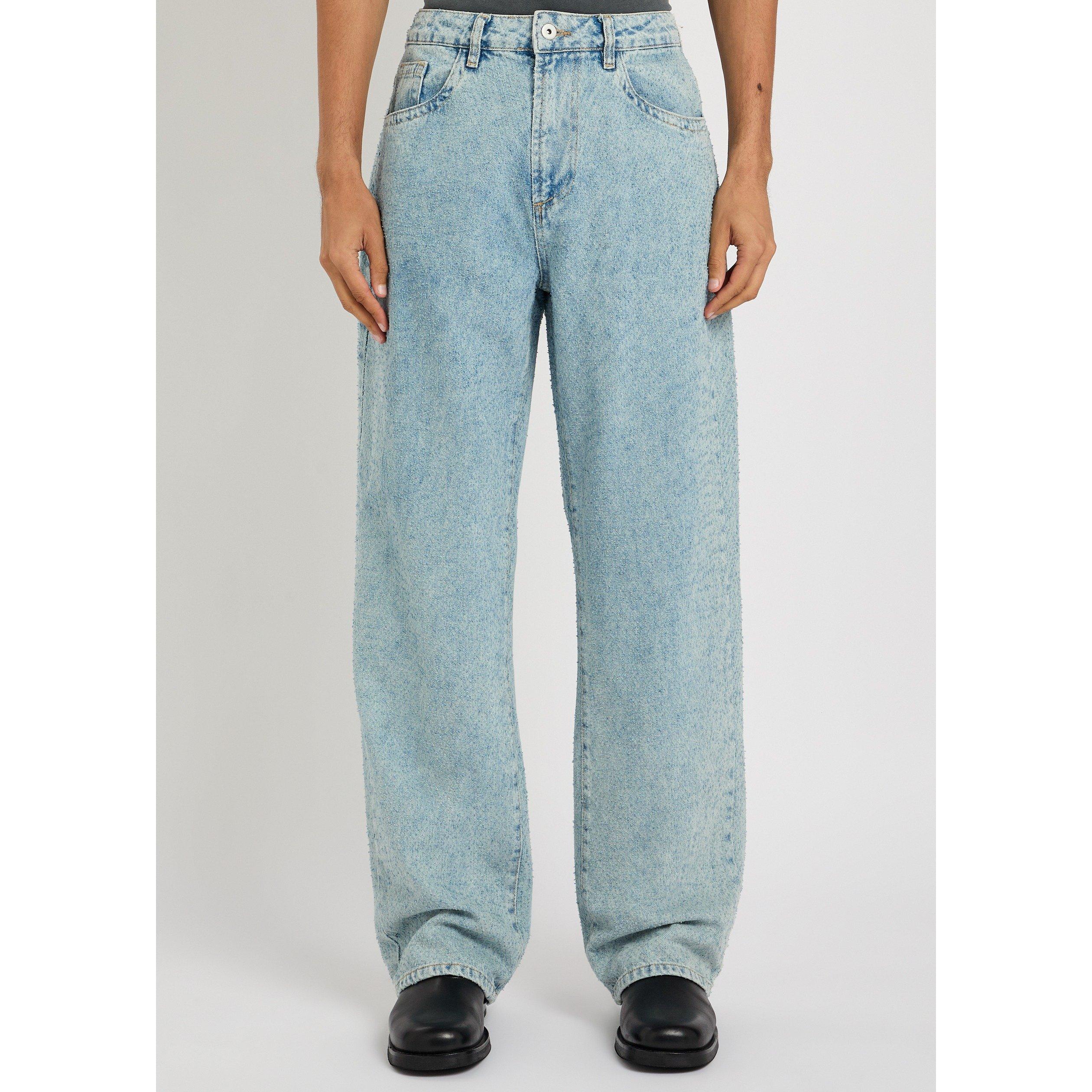 BLUE - MKI MIYUKI ZOKU - Men's Twisted Weave Cotton Wide-Leg Jeans - 2