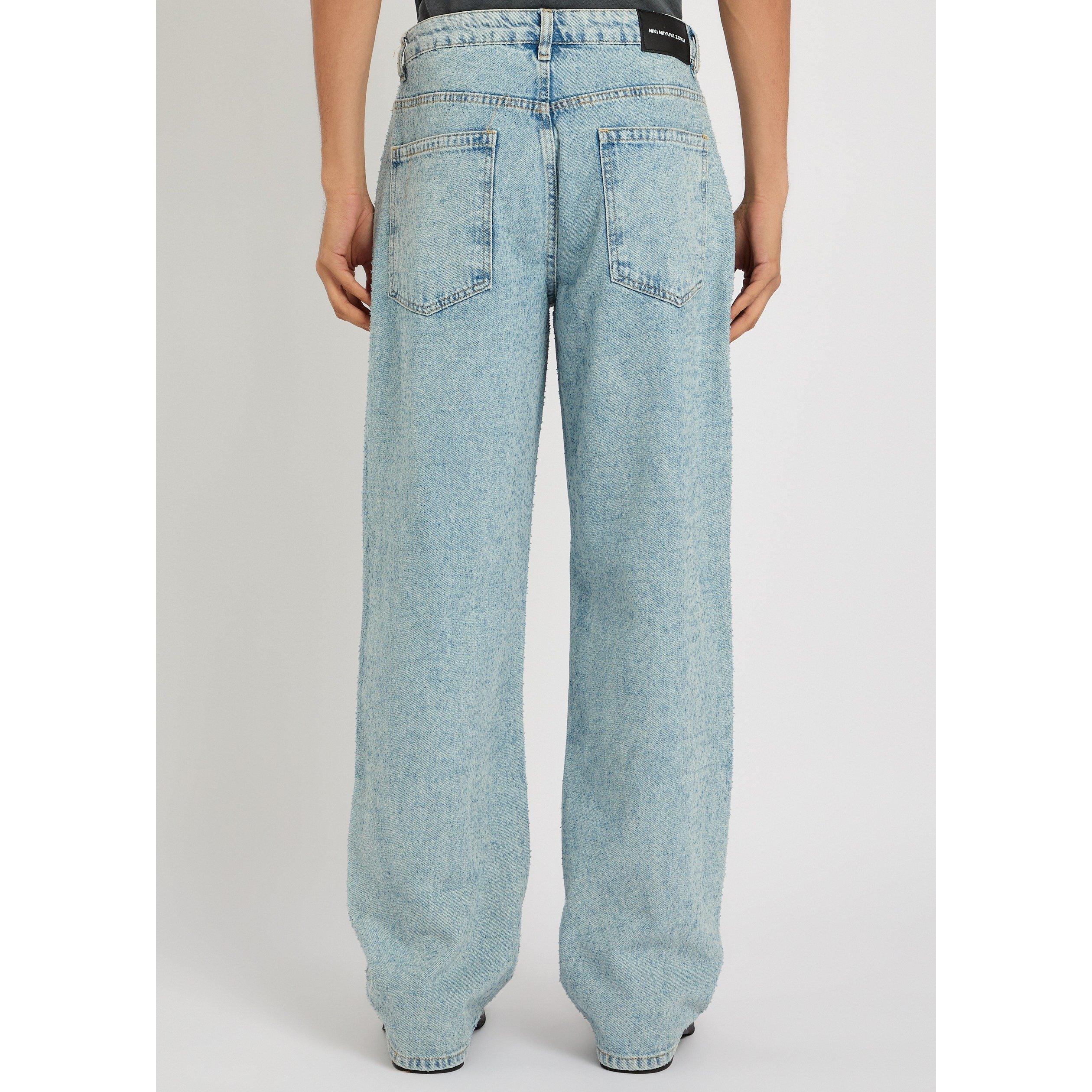 BLUE - MKI MIYUKI ZOKU - Men's Twisted Weave Cotton Wide-Leg Jeans - 3