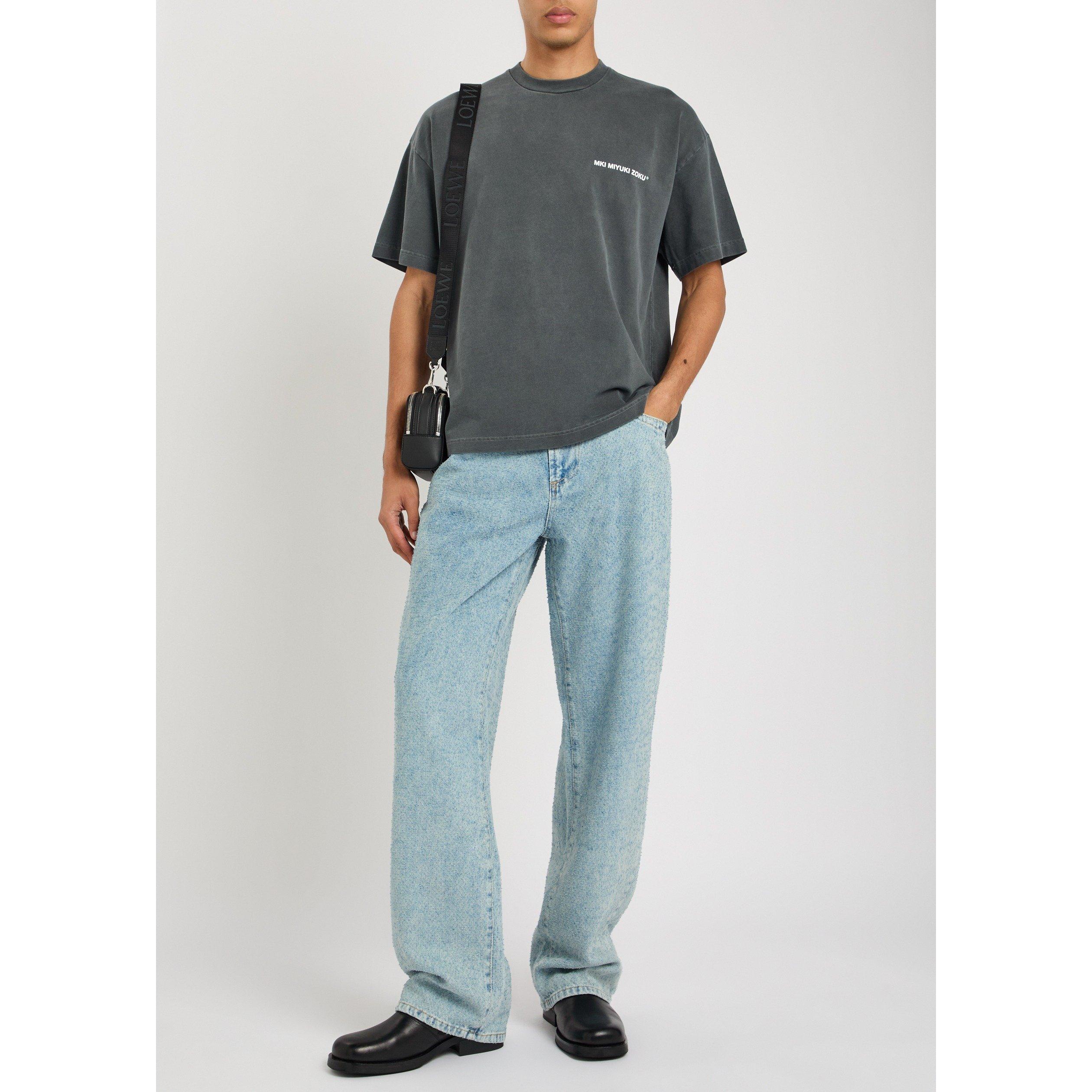 BLUE - MKI MIYUKI ZOKU - Men's Twisted Weave Cotton Wide-Leg Jeans - 5