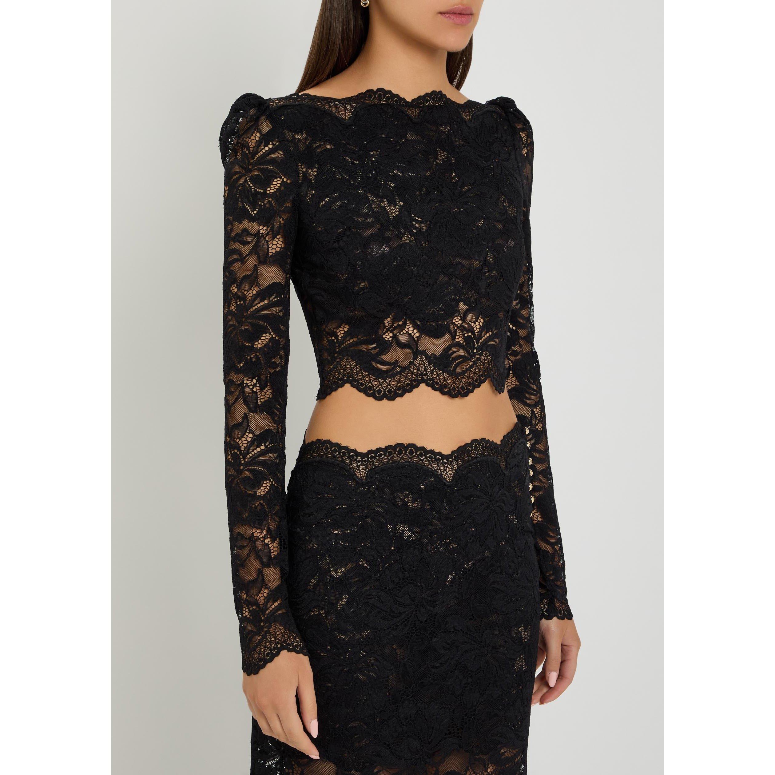 BLACK - Rabanne - Women's Lace Slim-Fit Off-Shoulder Top - 2