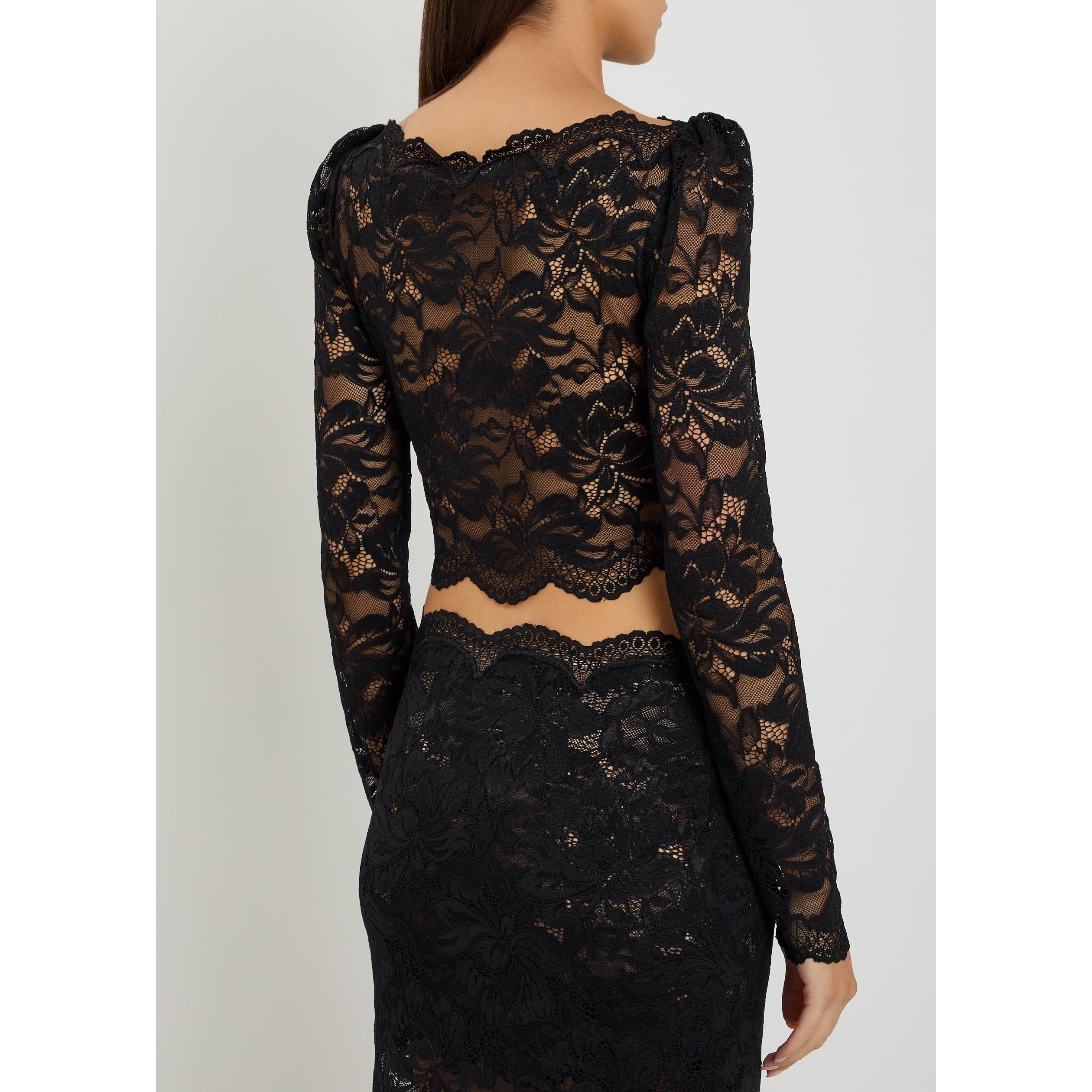 BLACK - Rabanne - Women's Lace Slim-Fit Off-Shoulder Top - 3