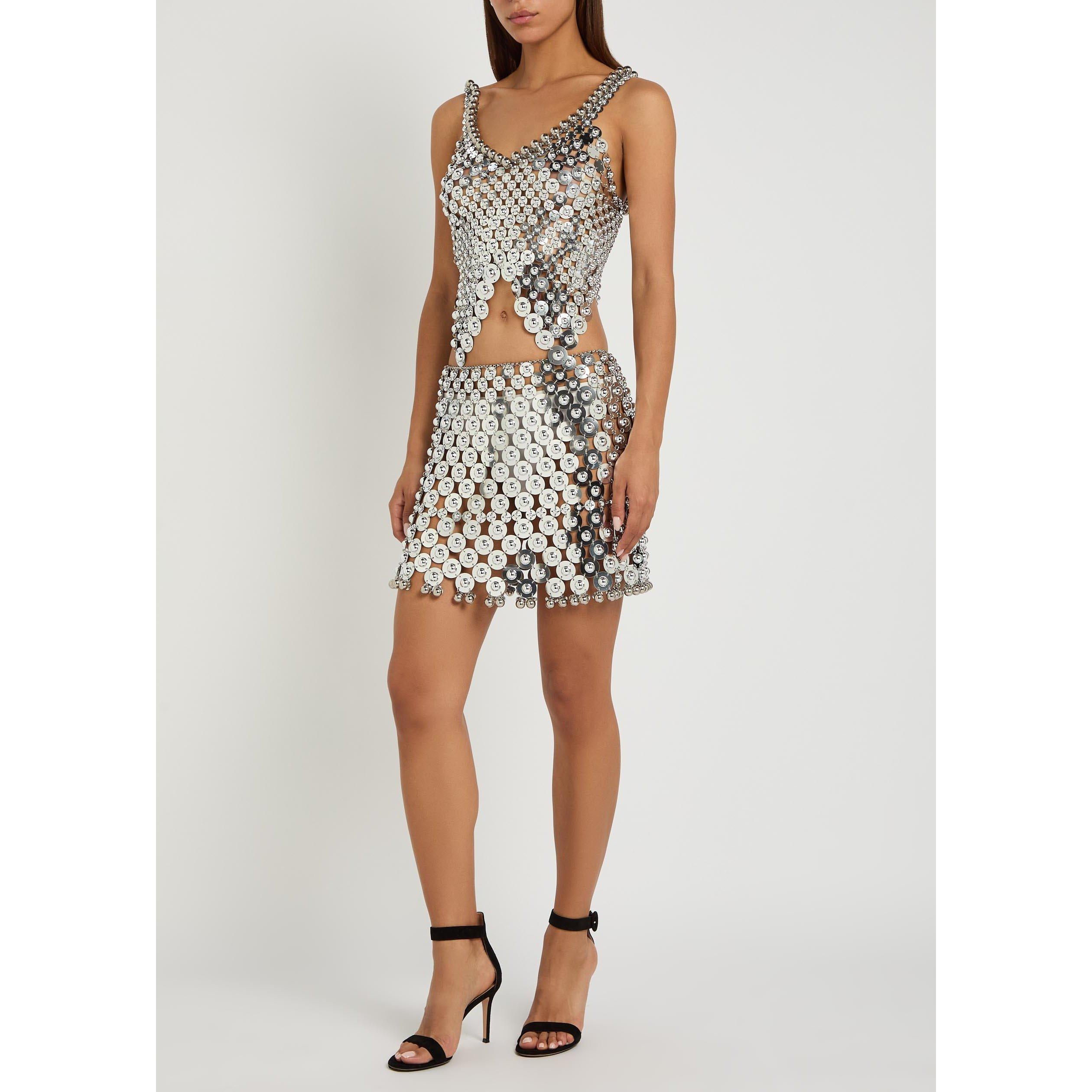 SILVER - Rabanne - Women's Embellished Mini Skirt - 5