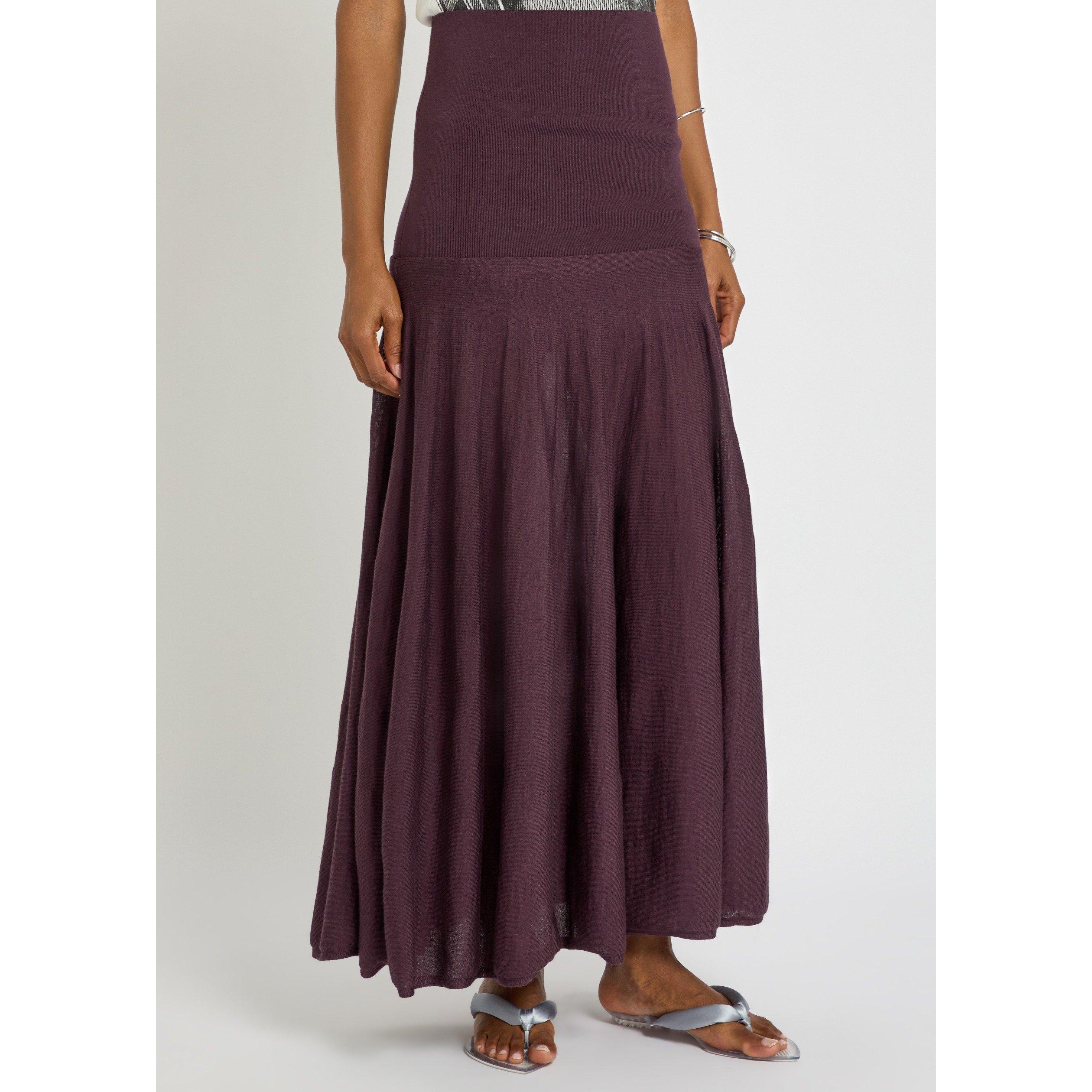 AUBERGINE - Rabanne - Women's Merino Wool Silk High-Waisted Maxi Skirt - 2