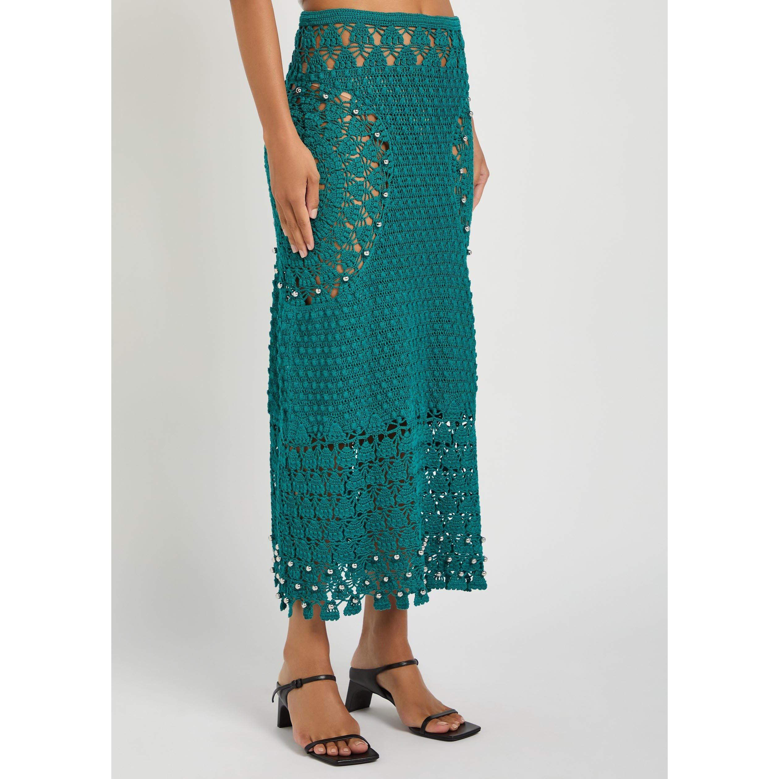 GREEN - Rabanne - Women's Cotton Crochet Maxi Skirt - 2