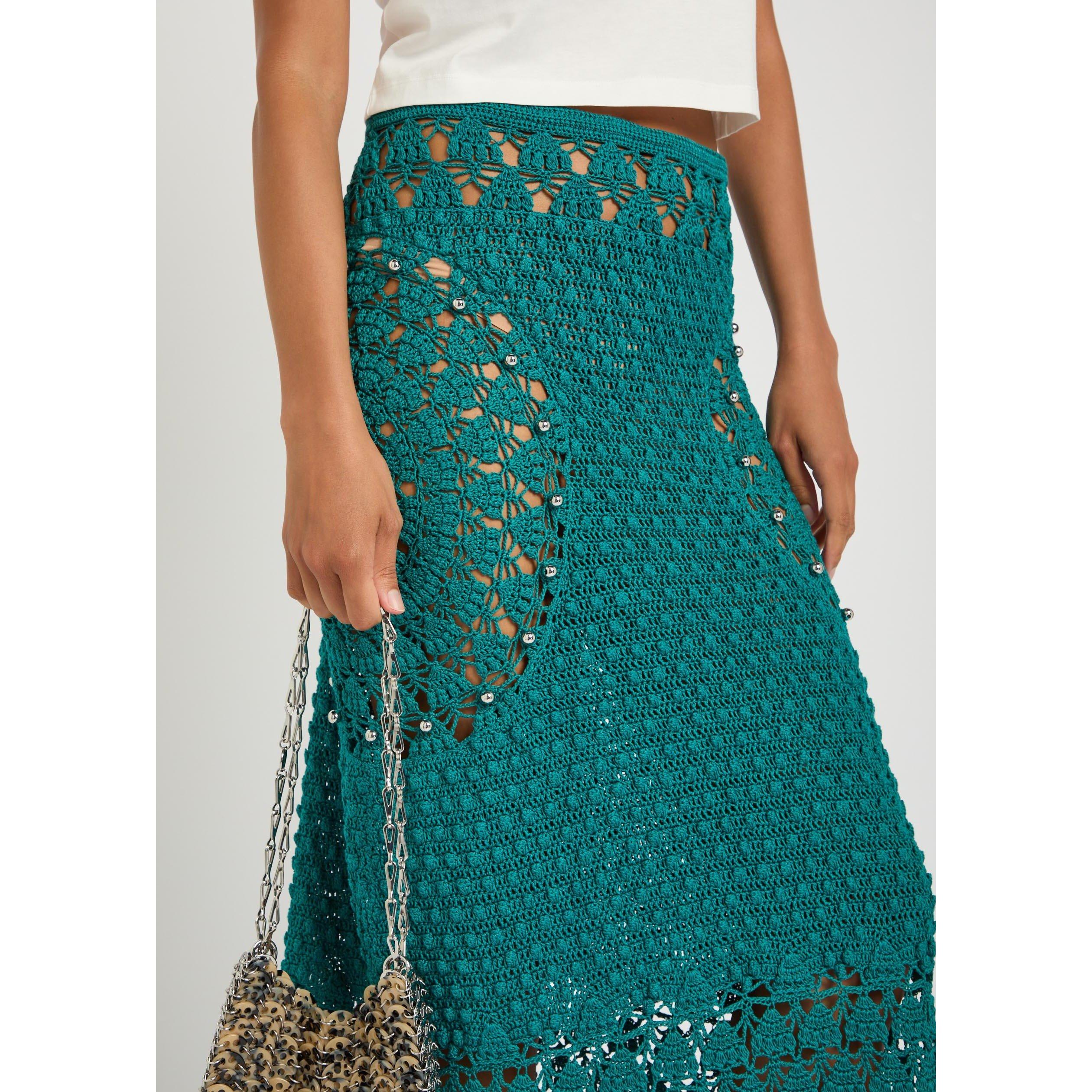 GREEN - Rabanne - Women's Cotton Crochet Maxi Skirt - 4