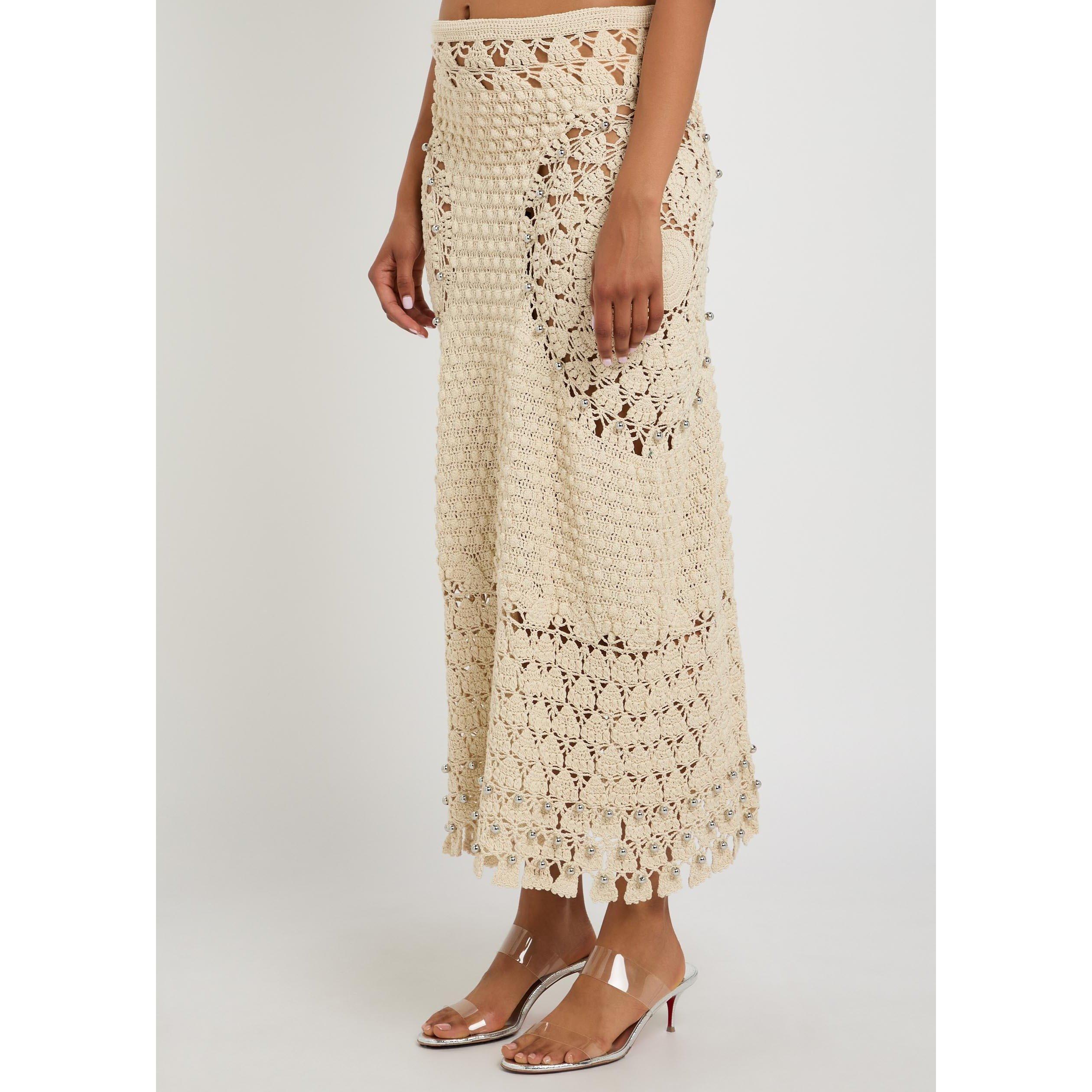 ECRU - Rabanne - Women's Cotton Crochet Maxi Skirt - 2