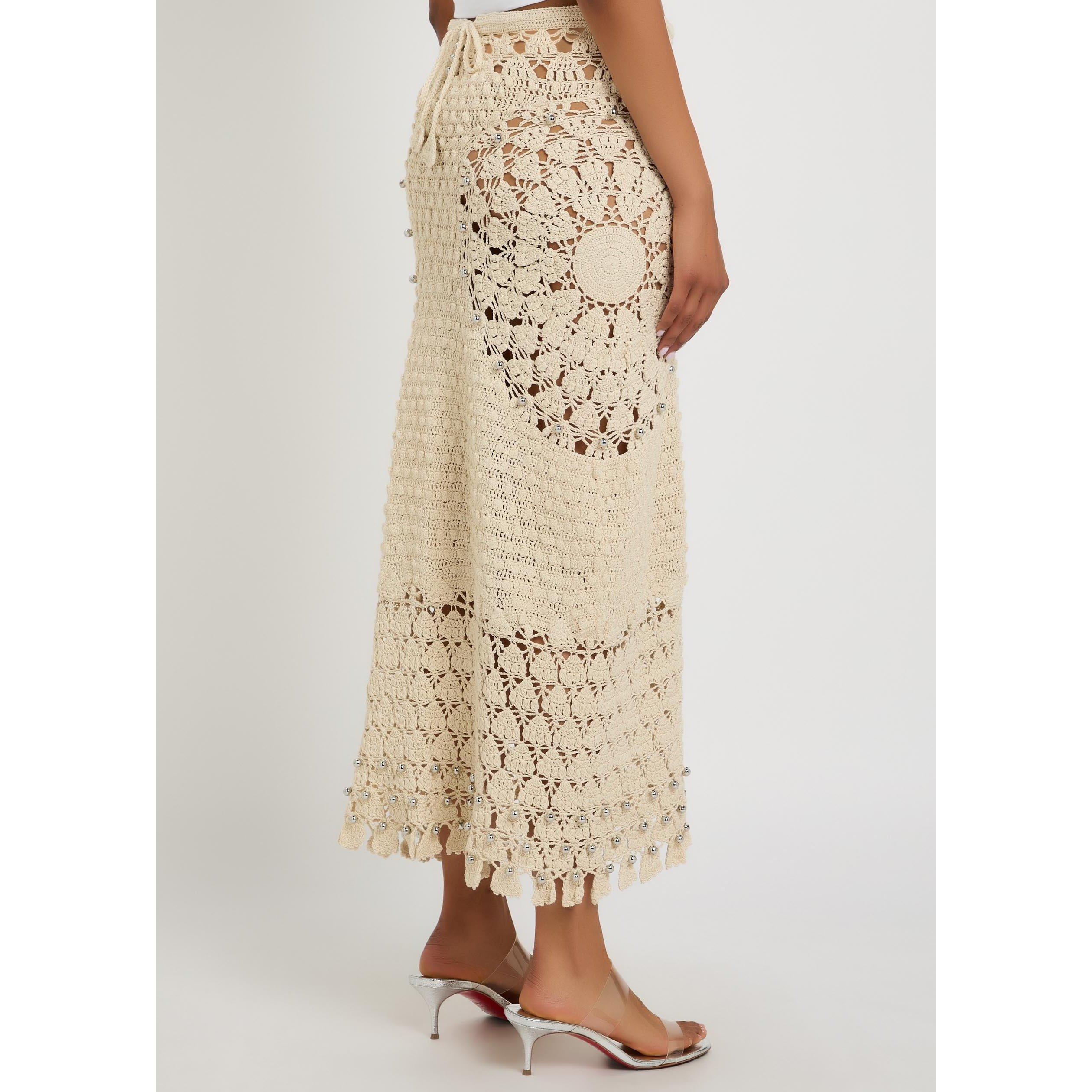 ECRU - Rabanne - Women's Cotton Crochet Maxi Skirt - 3