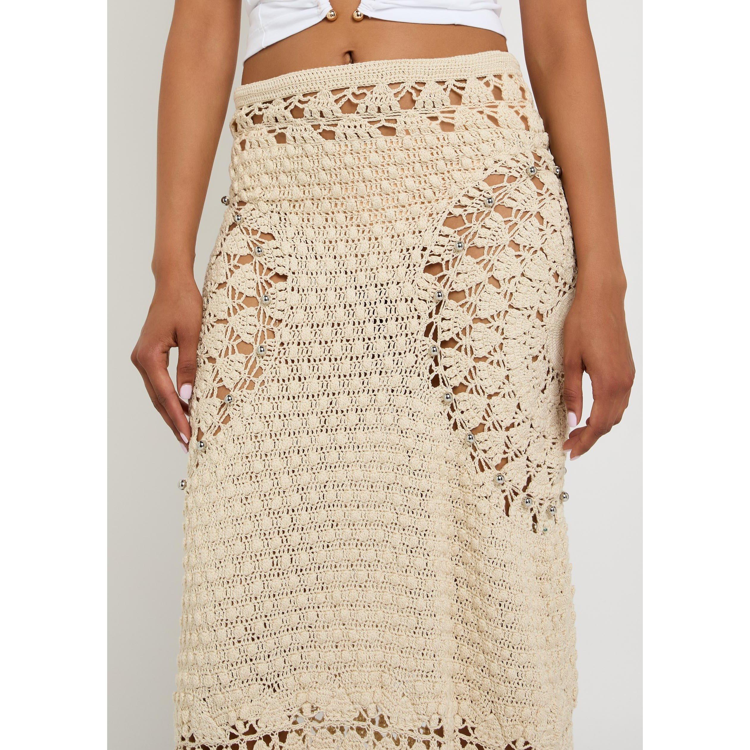ECRU - Rabanne - Women's Cotton Crochet Maxi Skirt - 4