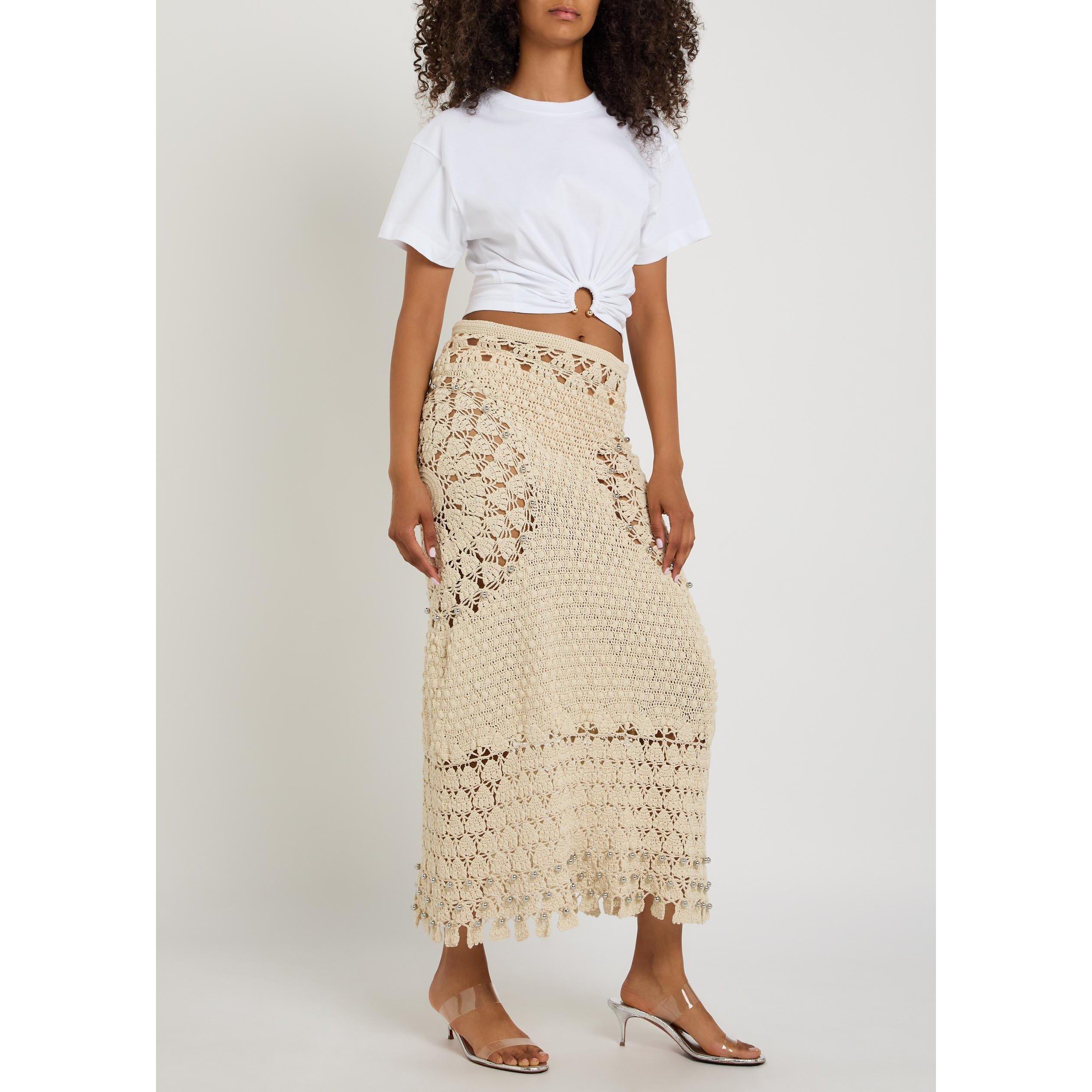ECRU - Rabanne - Women's Cotton Crochet Maxi Skirt - 5