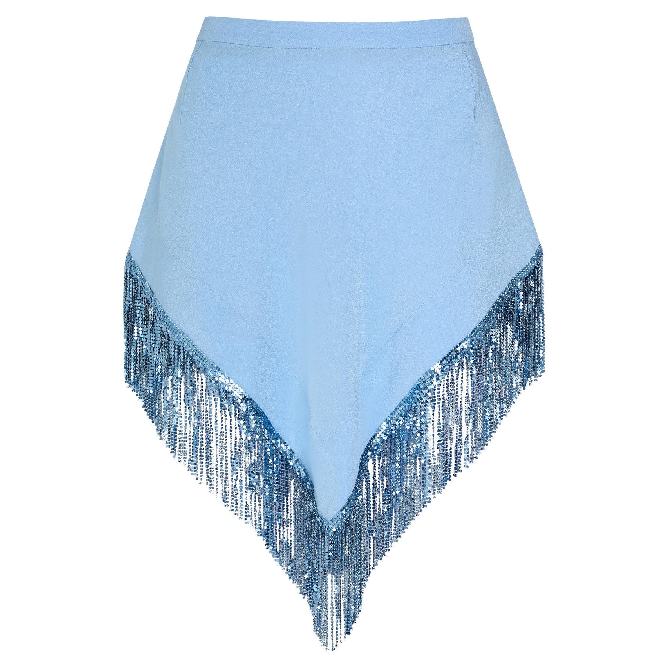 BLUE - Rabanne - Women's Fringe Mini Skirt - 1
