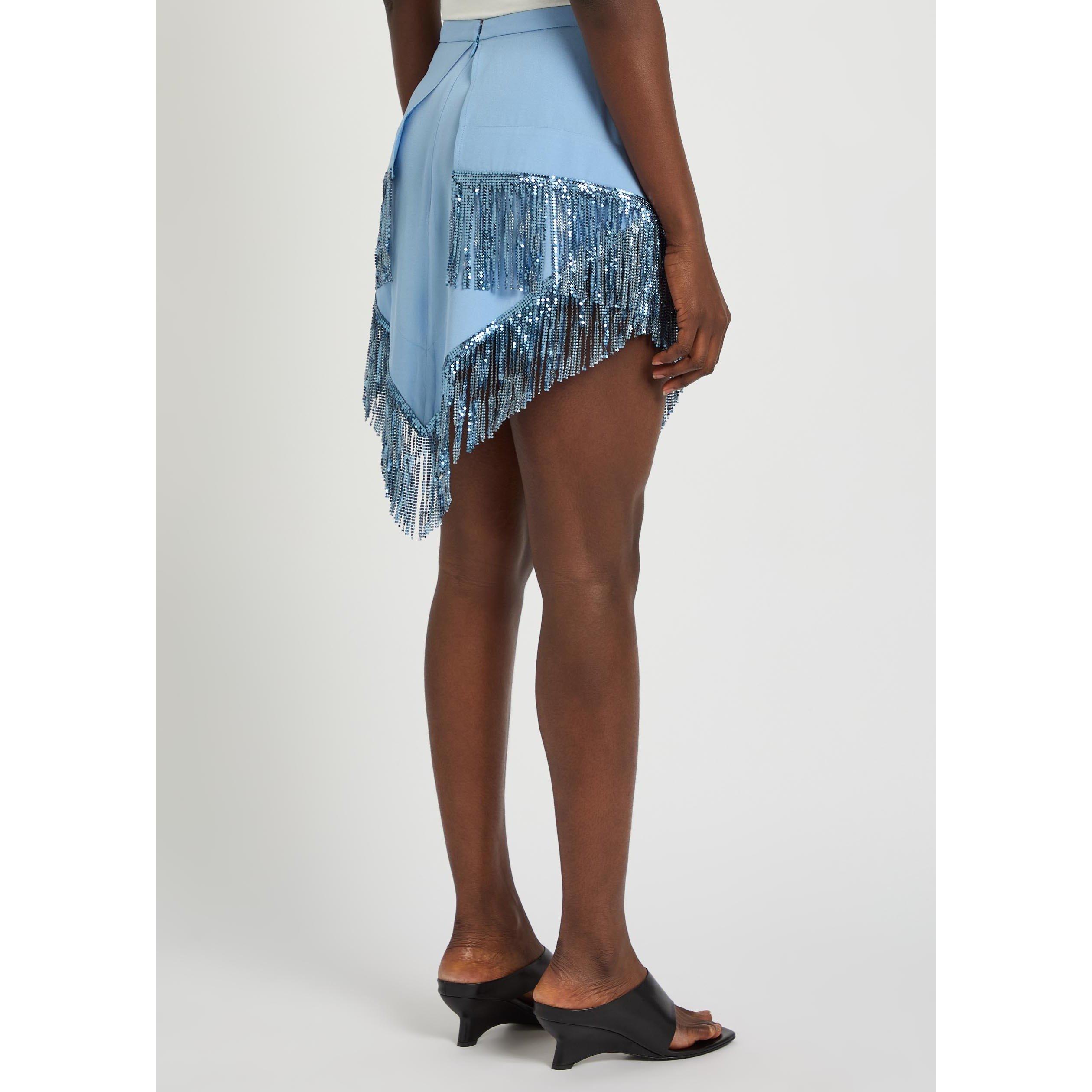 BLUE - Rabanne - Women's Fringe Mini Skirt - 3