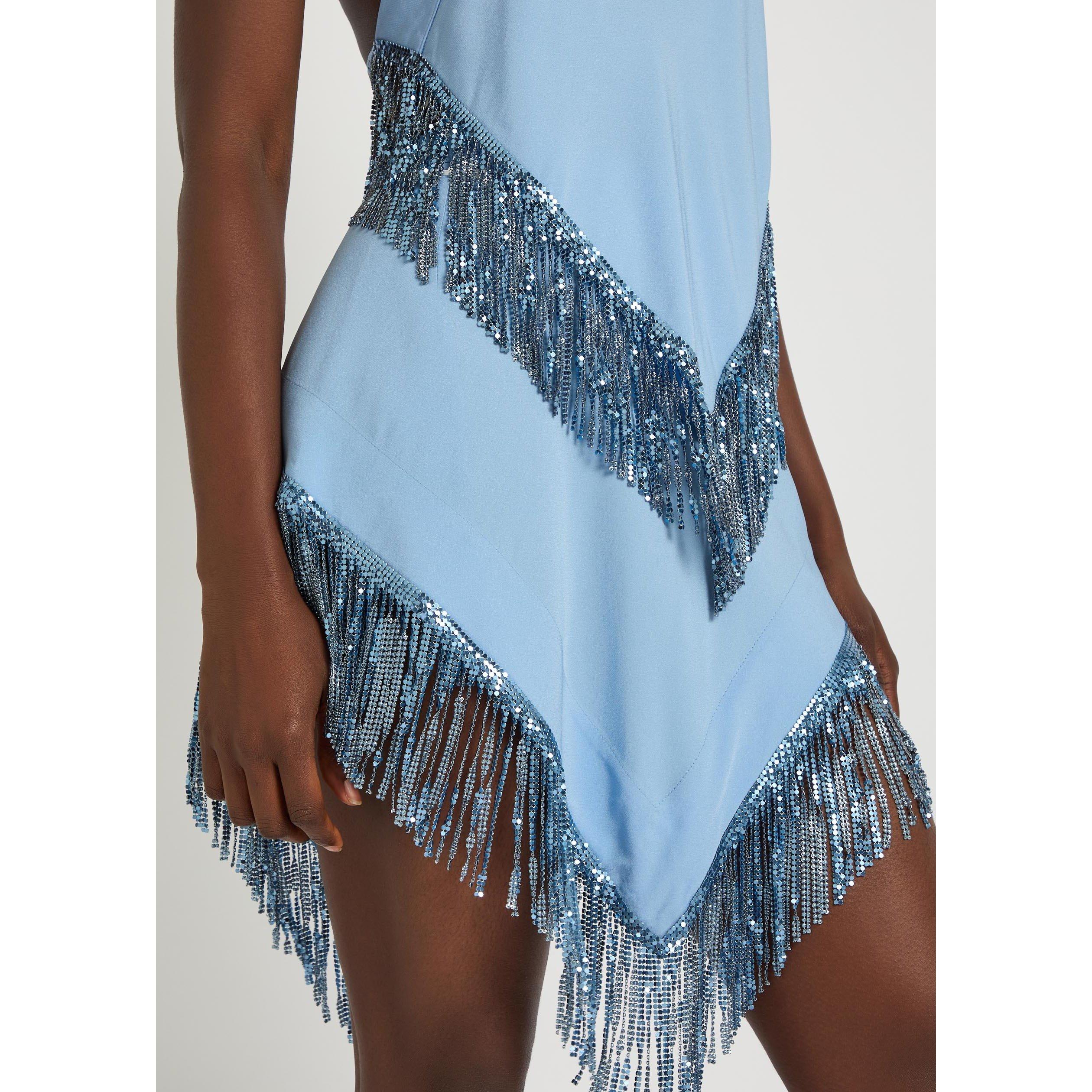 BLUE - Rabanne - Women's Fringe Mini Skirt - 4