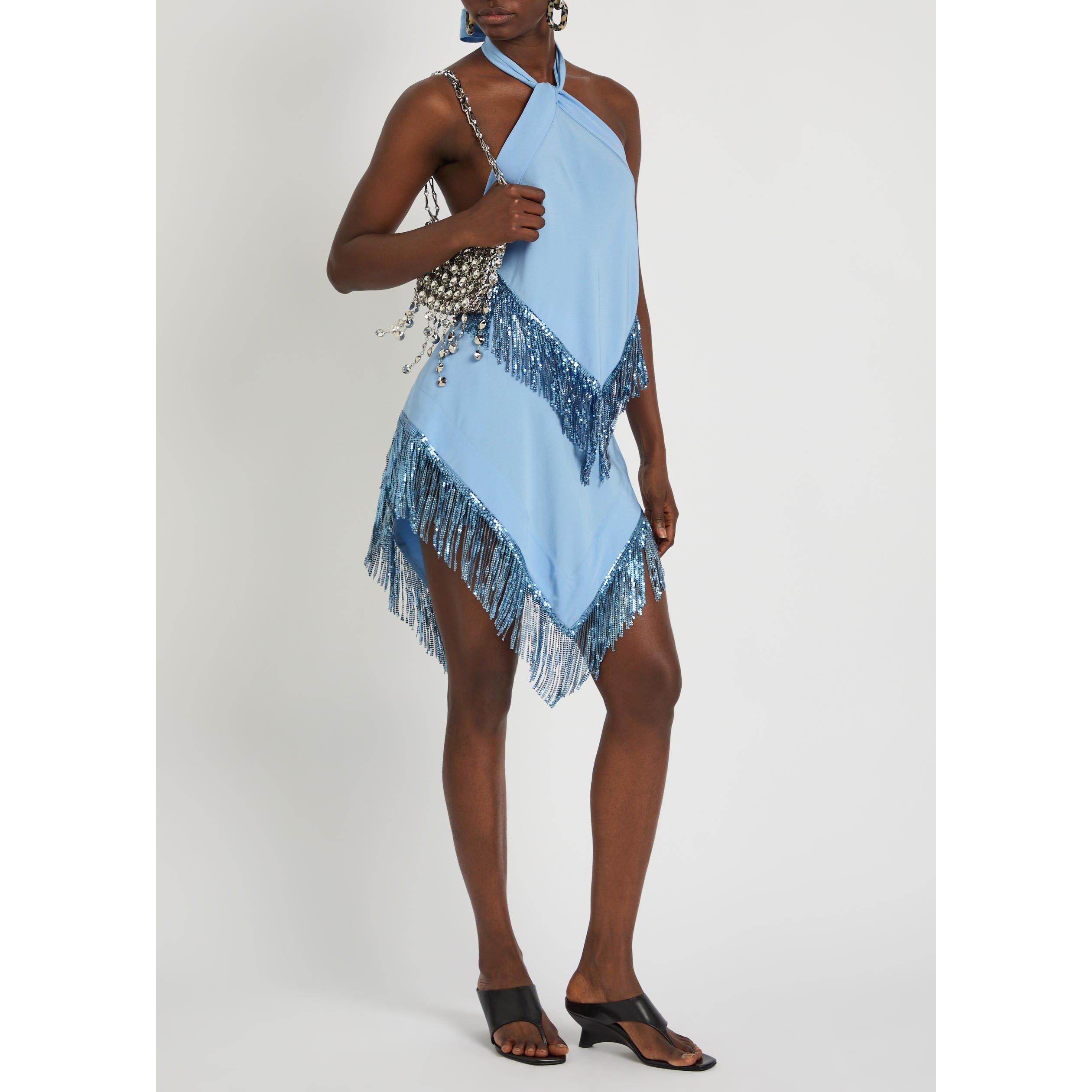 BLUE - Rabanne - Women's Fringe Mini Skirt - 5