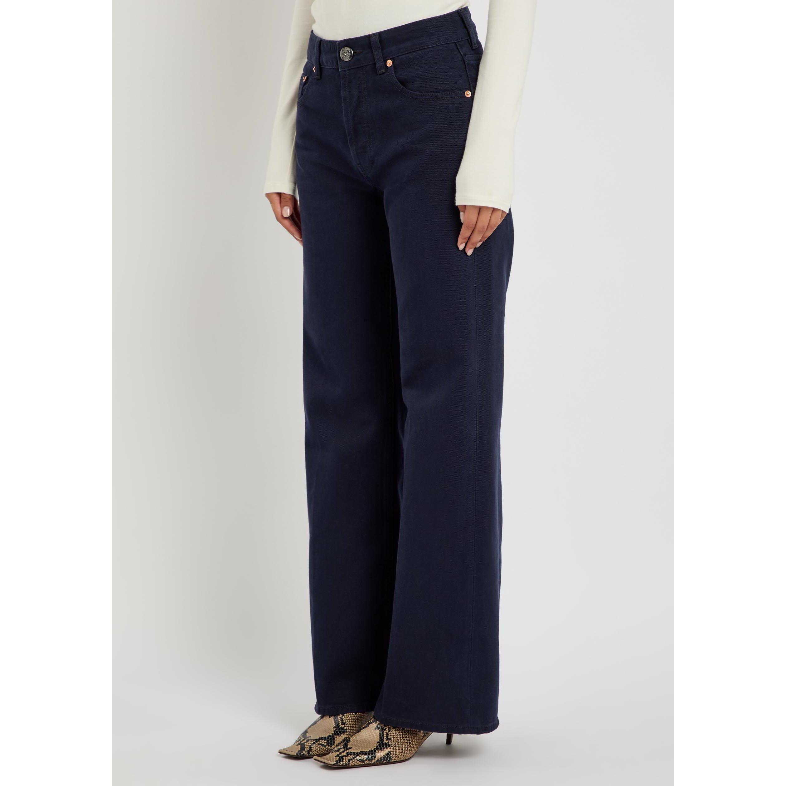 DARK BLUE - Blaze Milano - Women's Clapotis Maline Cotton Wide-Leg Jeans - 2
