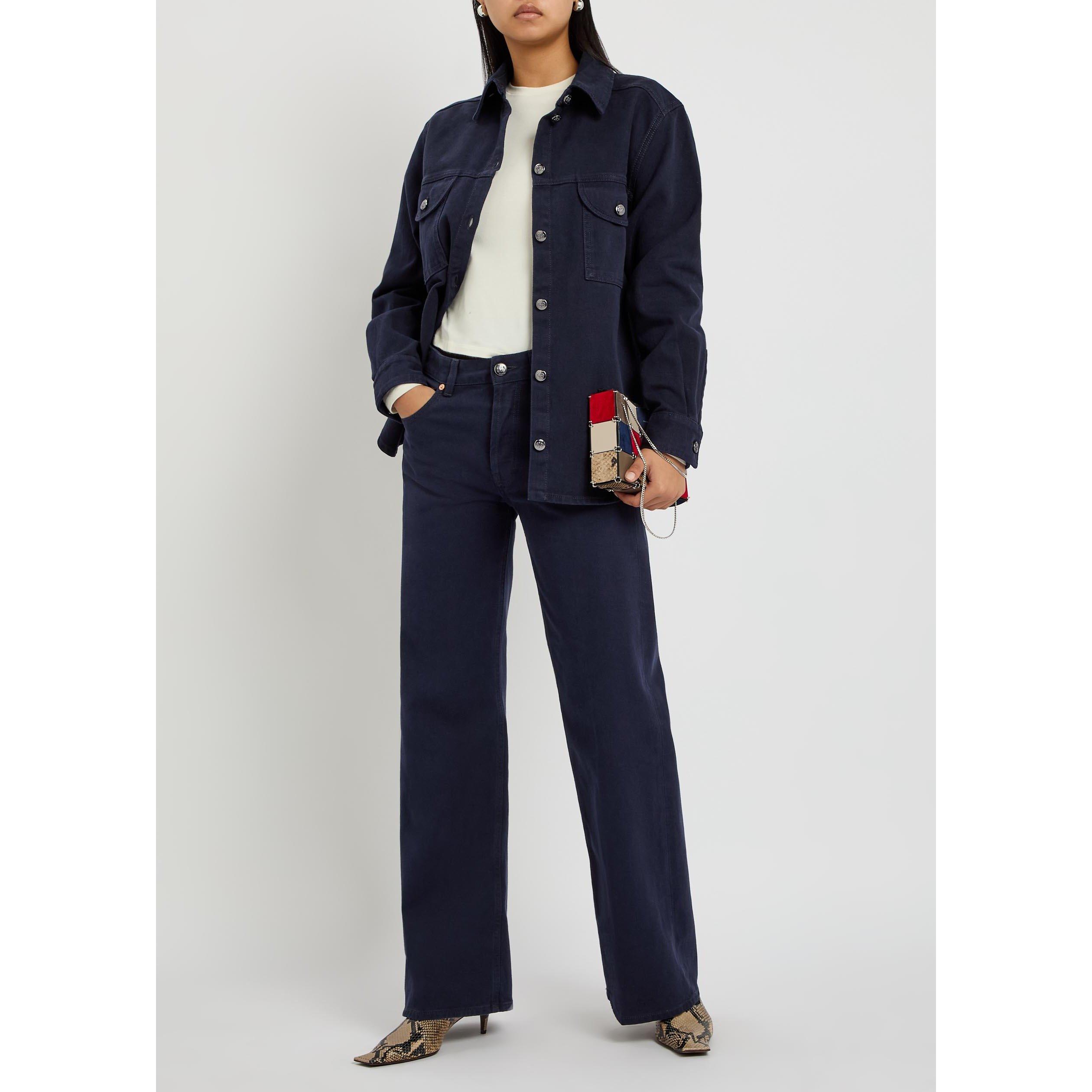 DARK BLUE - Blaze Milano - Women's Clapotis Maline Cotton Wide-Leg Jeans - 5