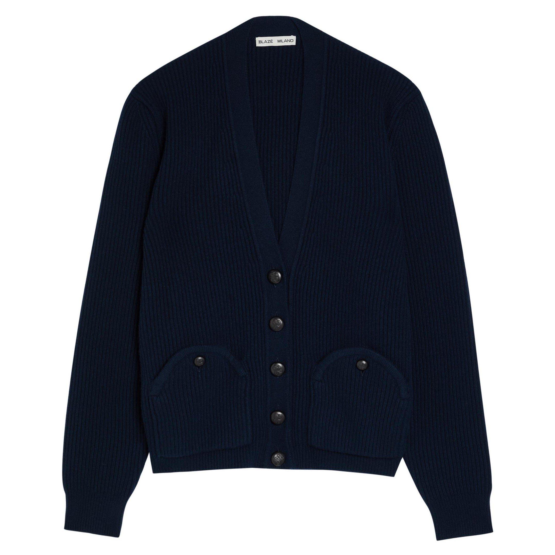 NAVY - Blaze Milano - HIGHLAND UDA V NECK CARDIGAN - 1