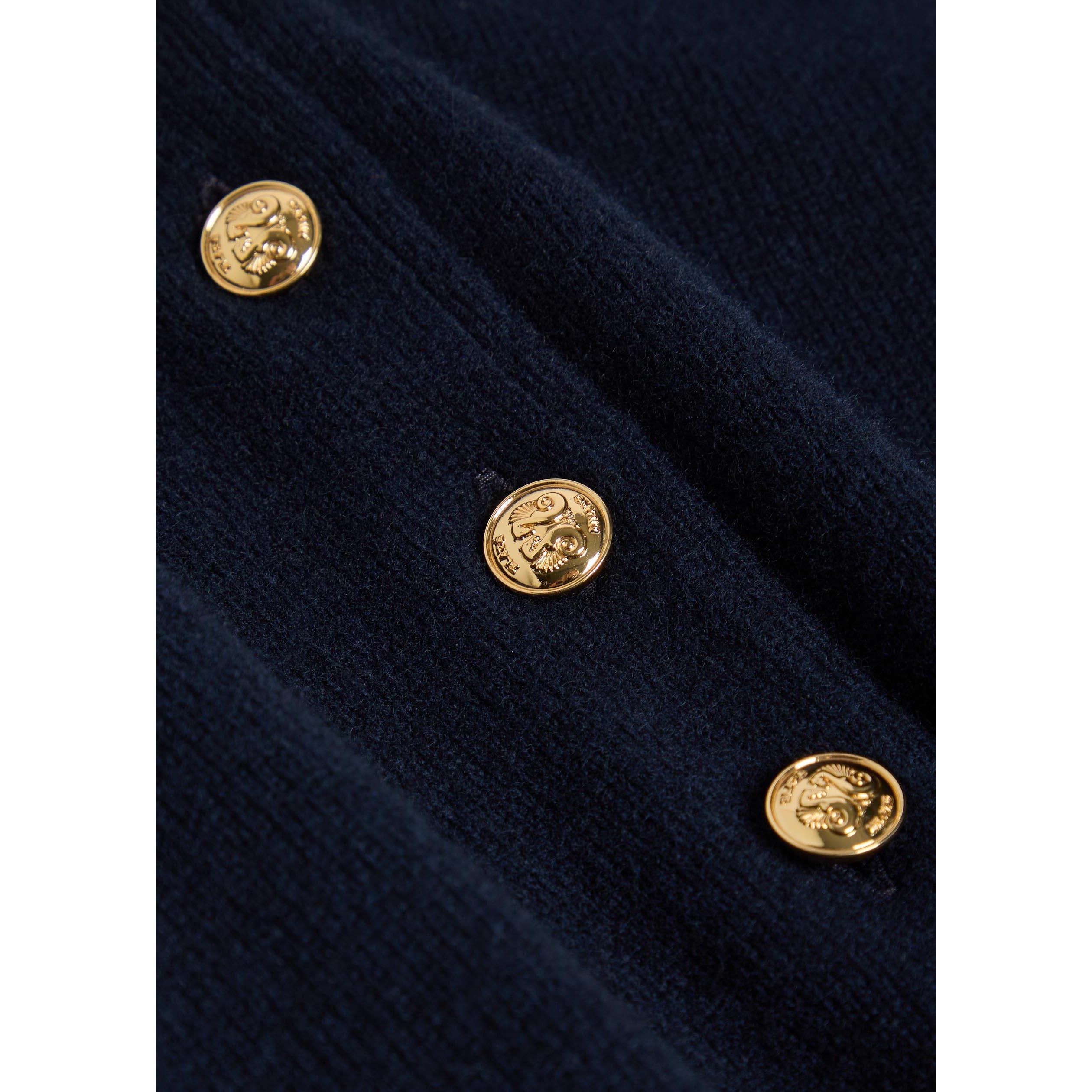 NAVY - Blaze Milano - Women's Highland Wool Knitted Long-Sleeve Polo - 4