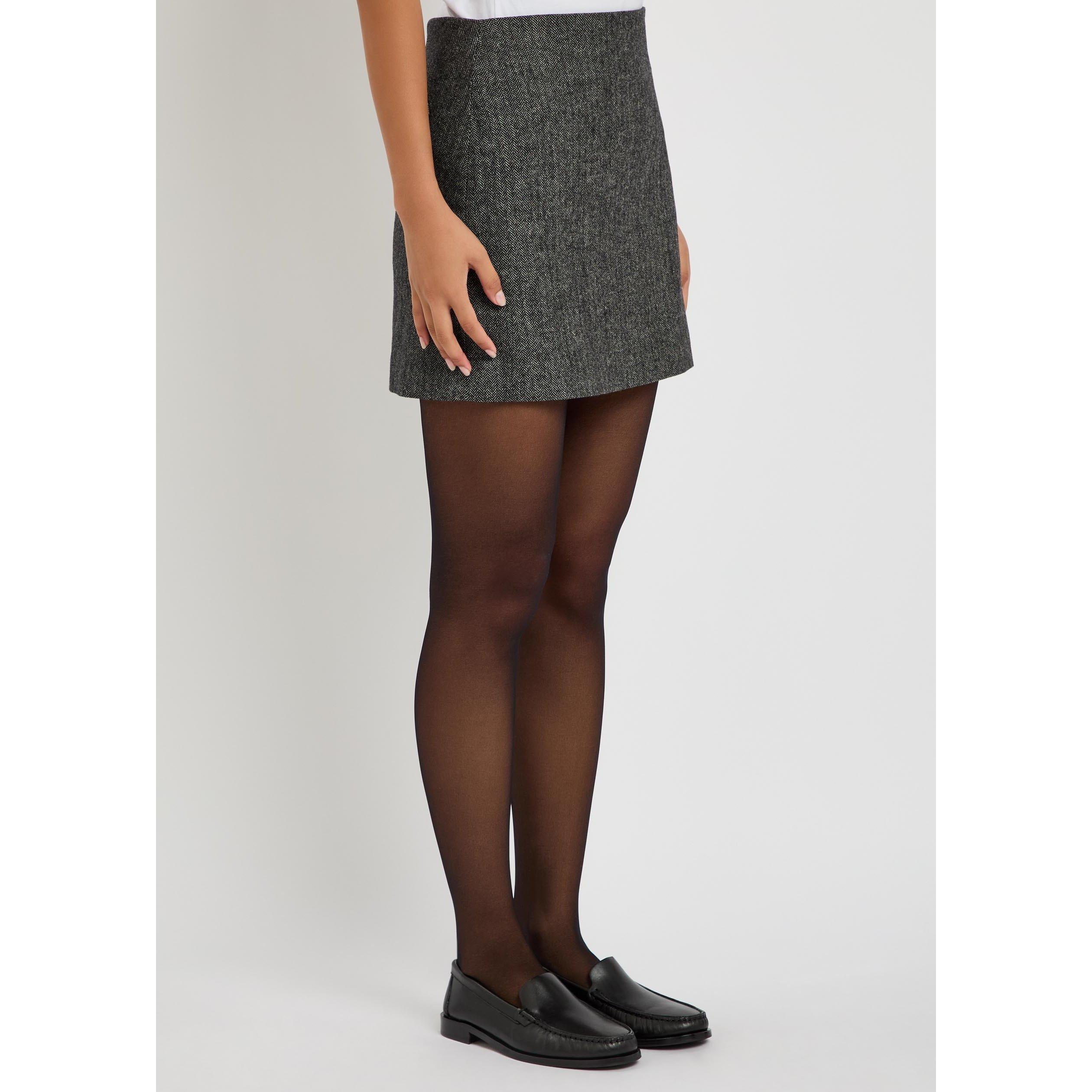 BLACK - Blaze Milano - Women's J Line Coci Wool Herringbone Slim-Fit Mini Skirt - 2
