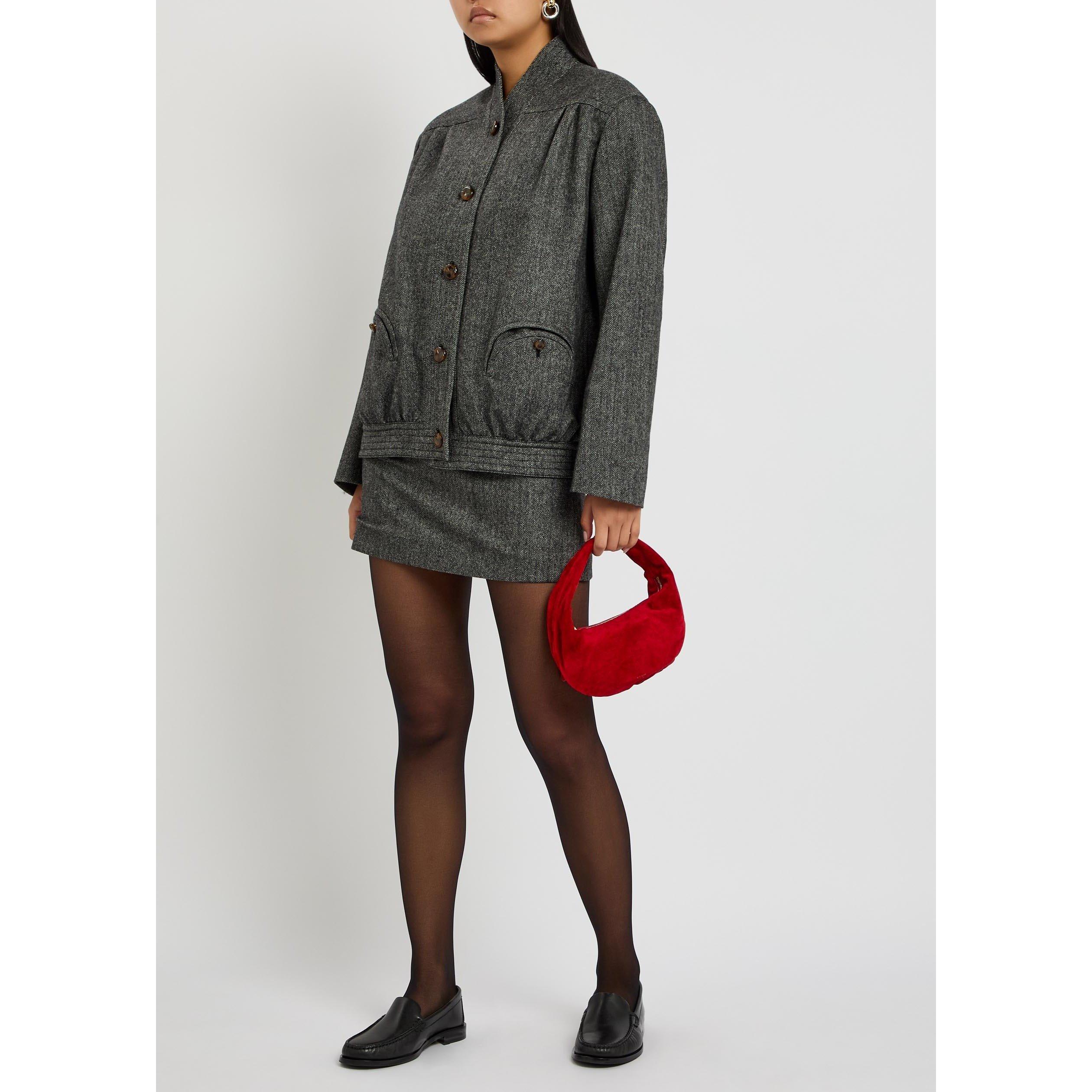 BLACK - Blaze Milano - Women's J Line Coci Wool Herringbone Slim-Fit Mini Skirt - 5