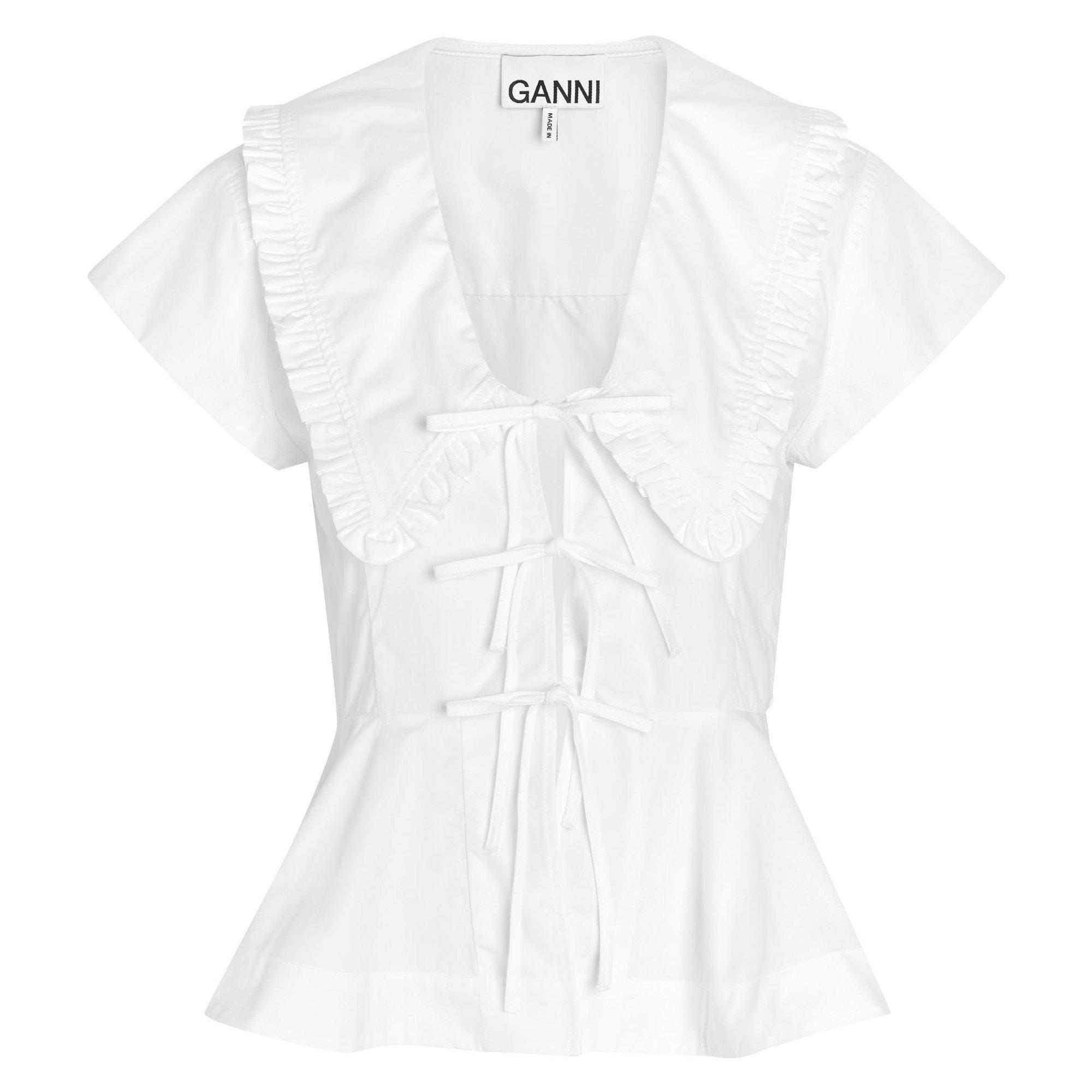 WHITE - Ganni - S/B Compact Poplin Blouse