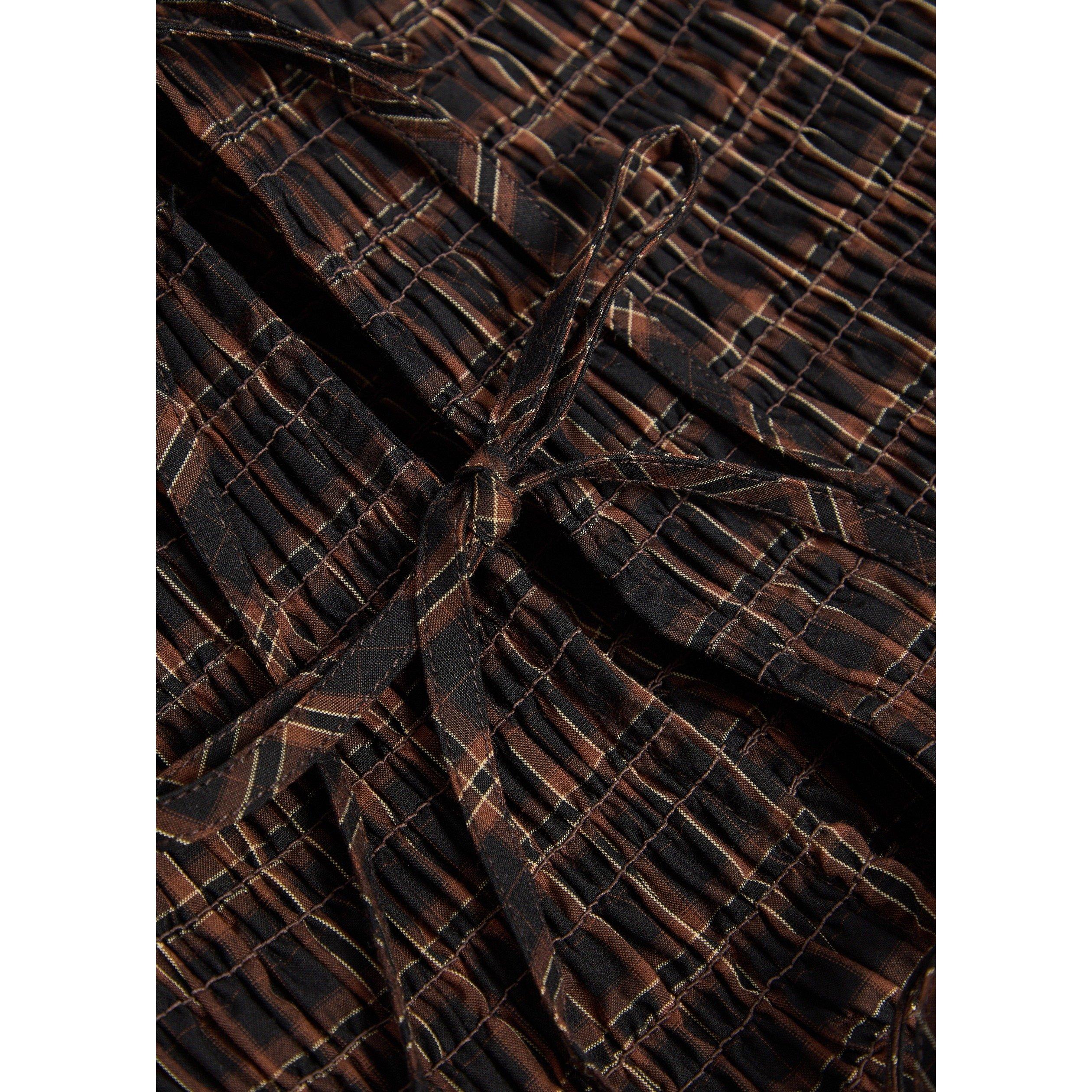 BROWN - Ganni - T Dyed Check Tie String Top - 4
