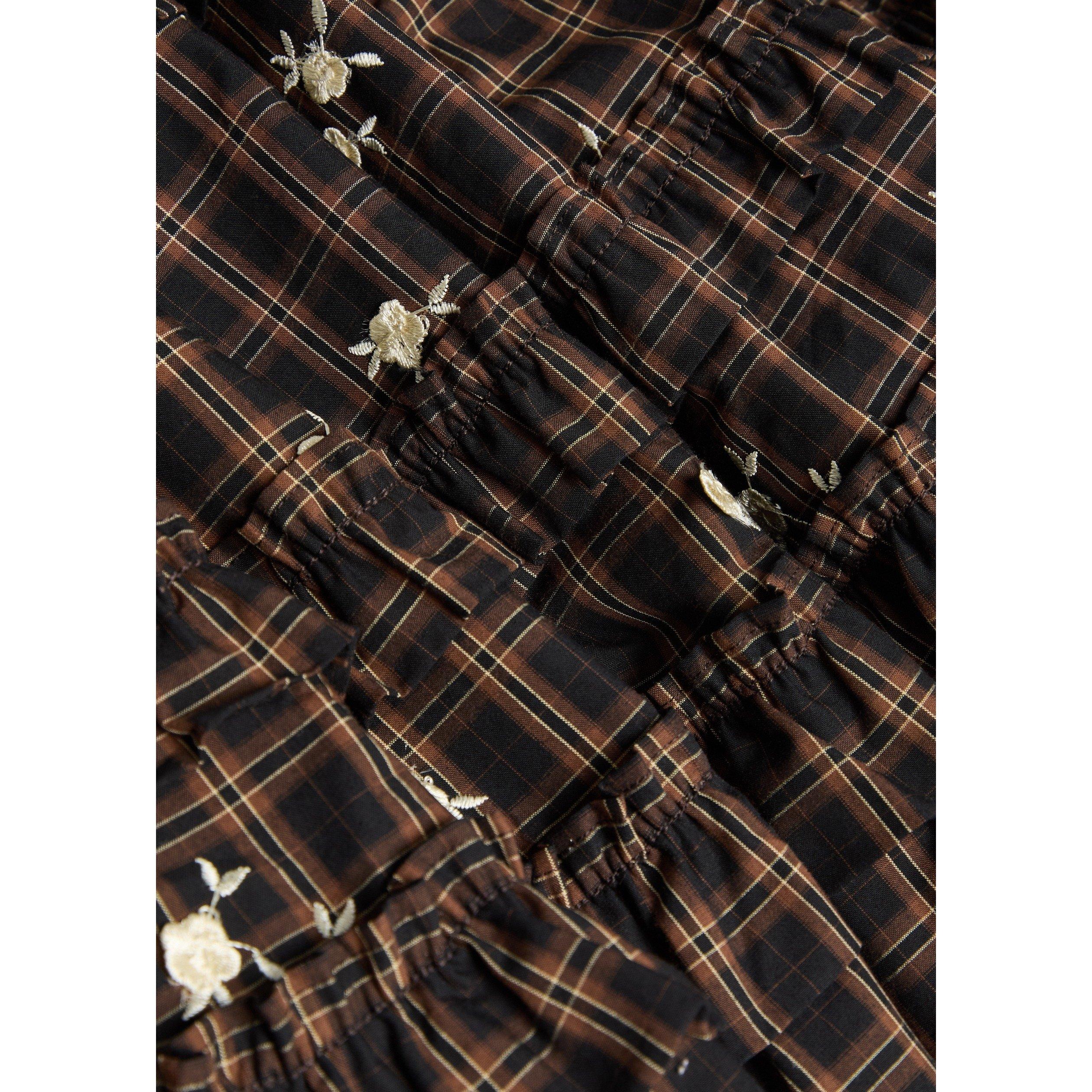BROWN - Ganni - LS Check Tiered Fill Skirt - 4
