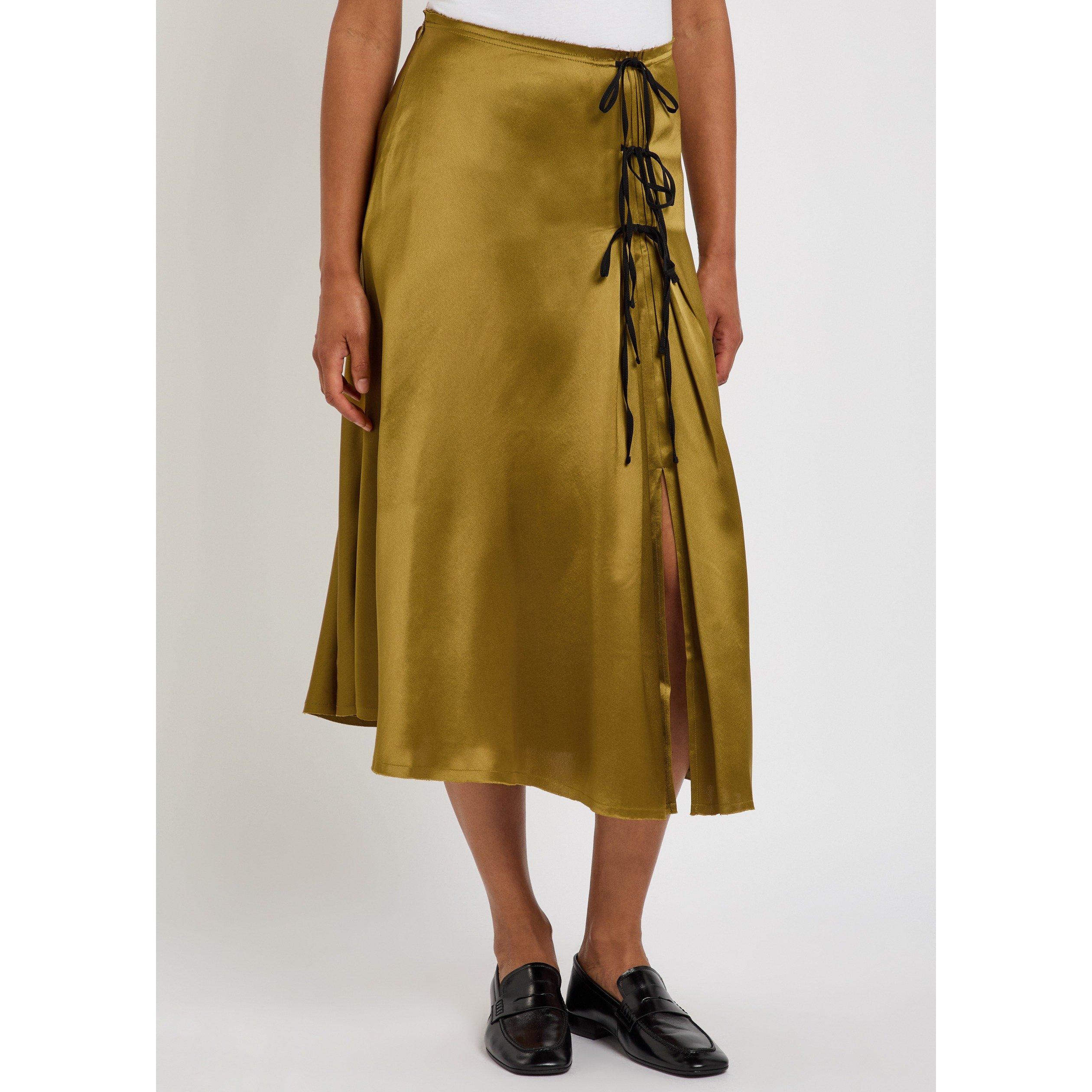 OLIVE - Ganni - LS Fluid Satin Tie String Midi - 2