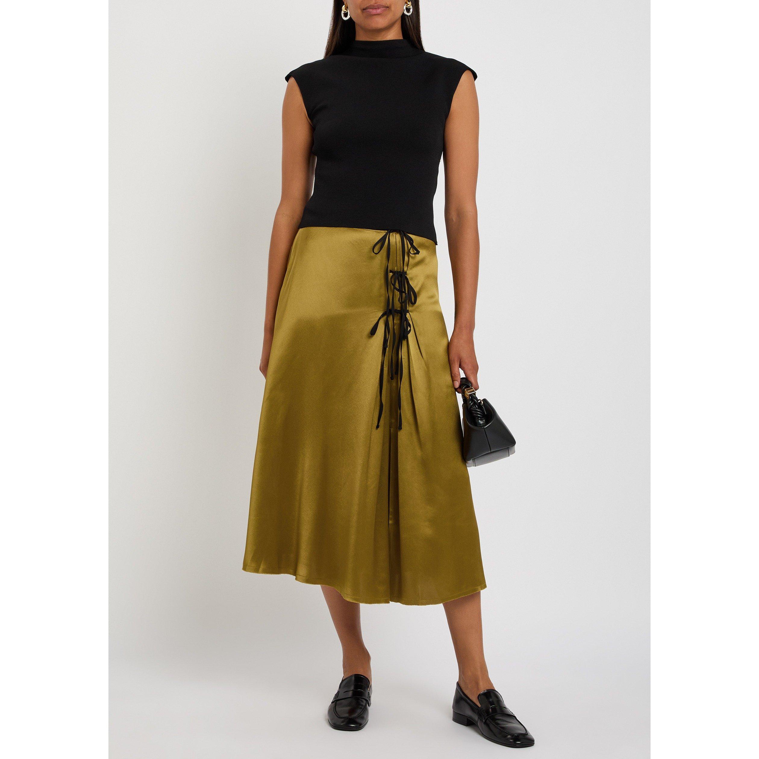 OLIVE - Ganni - LS Fluid Satin Tie String Midi - 5