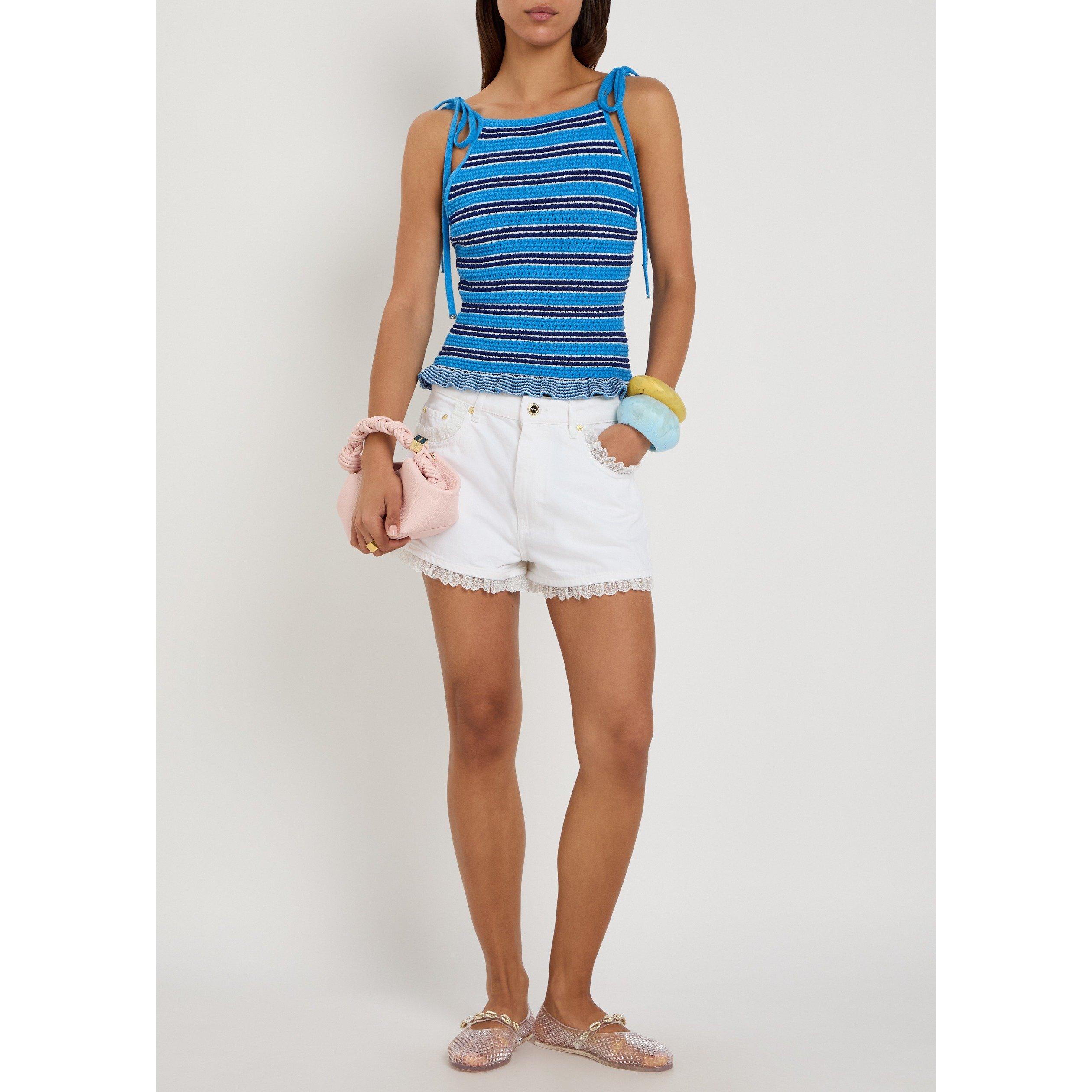 WHITE - Ganni - SH White Denim Mini Shorts - 5