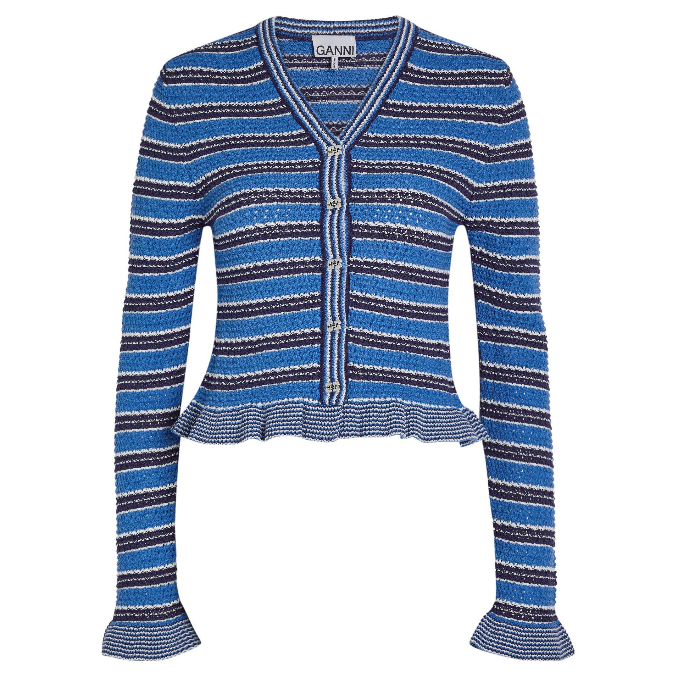 LIGHT BLUE - Ganni - CD Cotton Stripe Cardigan - 1