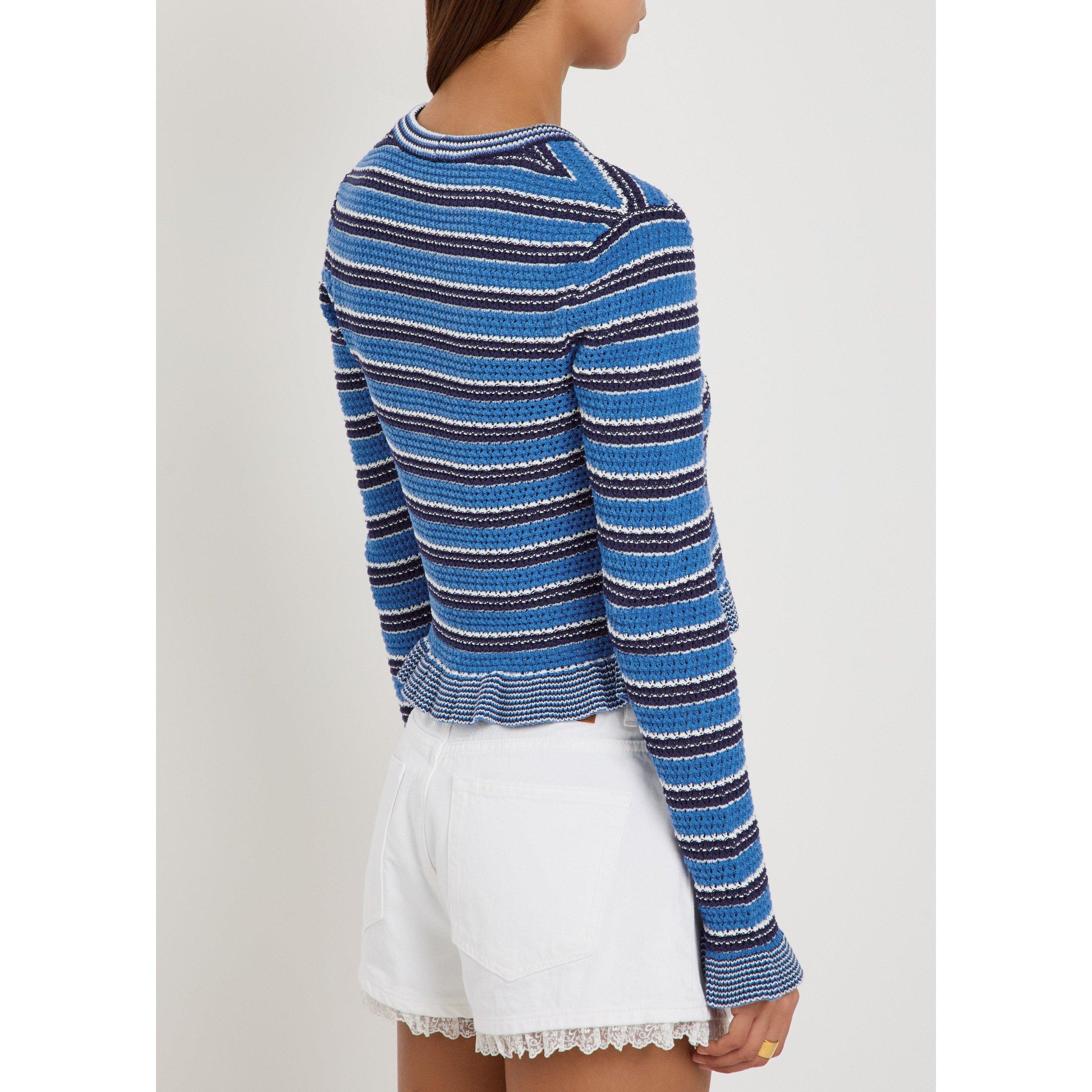 LIGHT BLUE - Ganni - CD Cotton Stripe Cardigan - 3