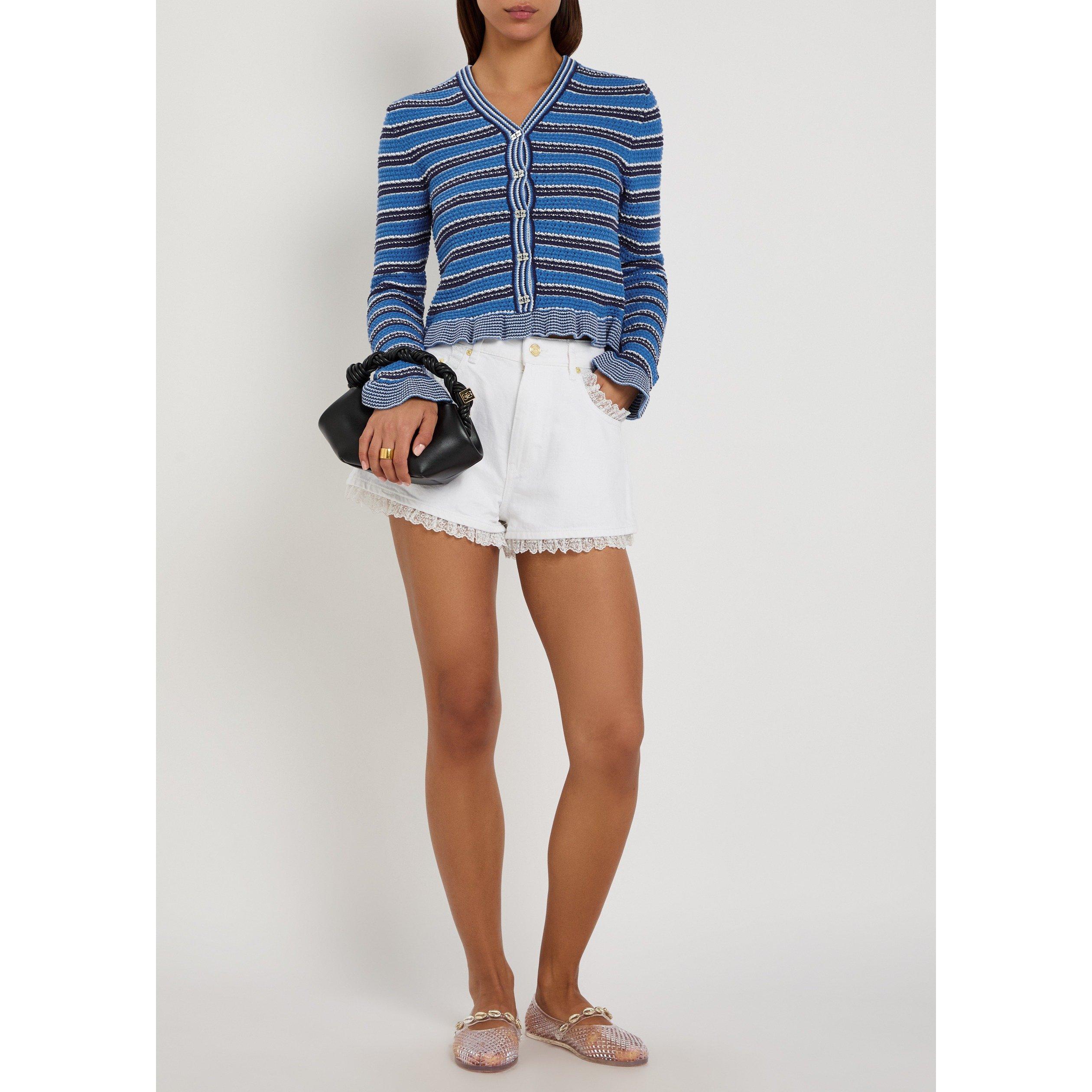 LIGHT BLUE - Ganni - CD Cotton Stripe Cardigan - 5