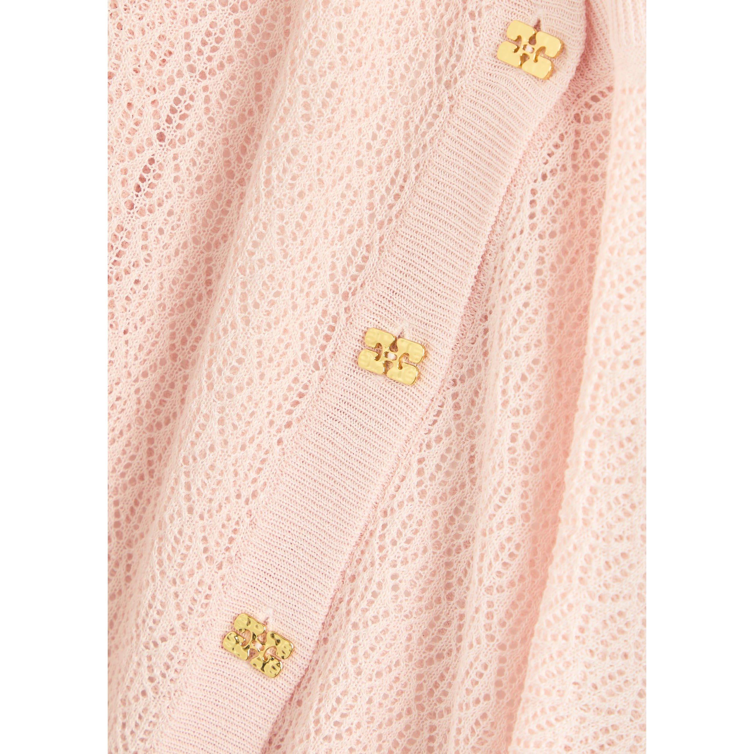 LIGHT PINK - Ganni - CD Shiny Pointelle Cardigan - 4