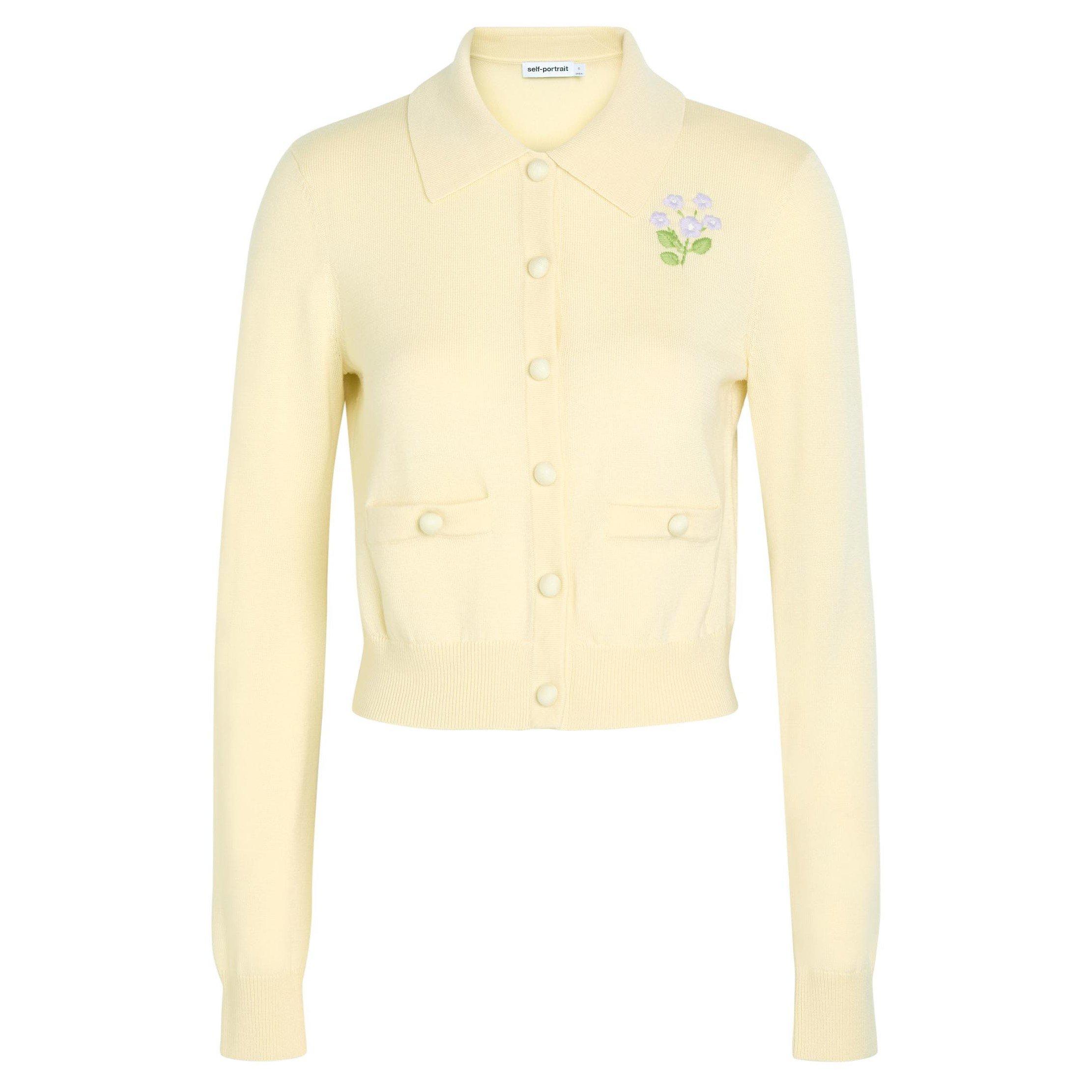 YELLOW - Self Portrait - CD FLOWER EMBROIDERED CARDI